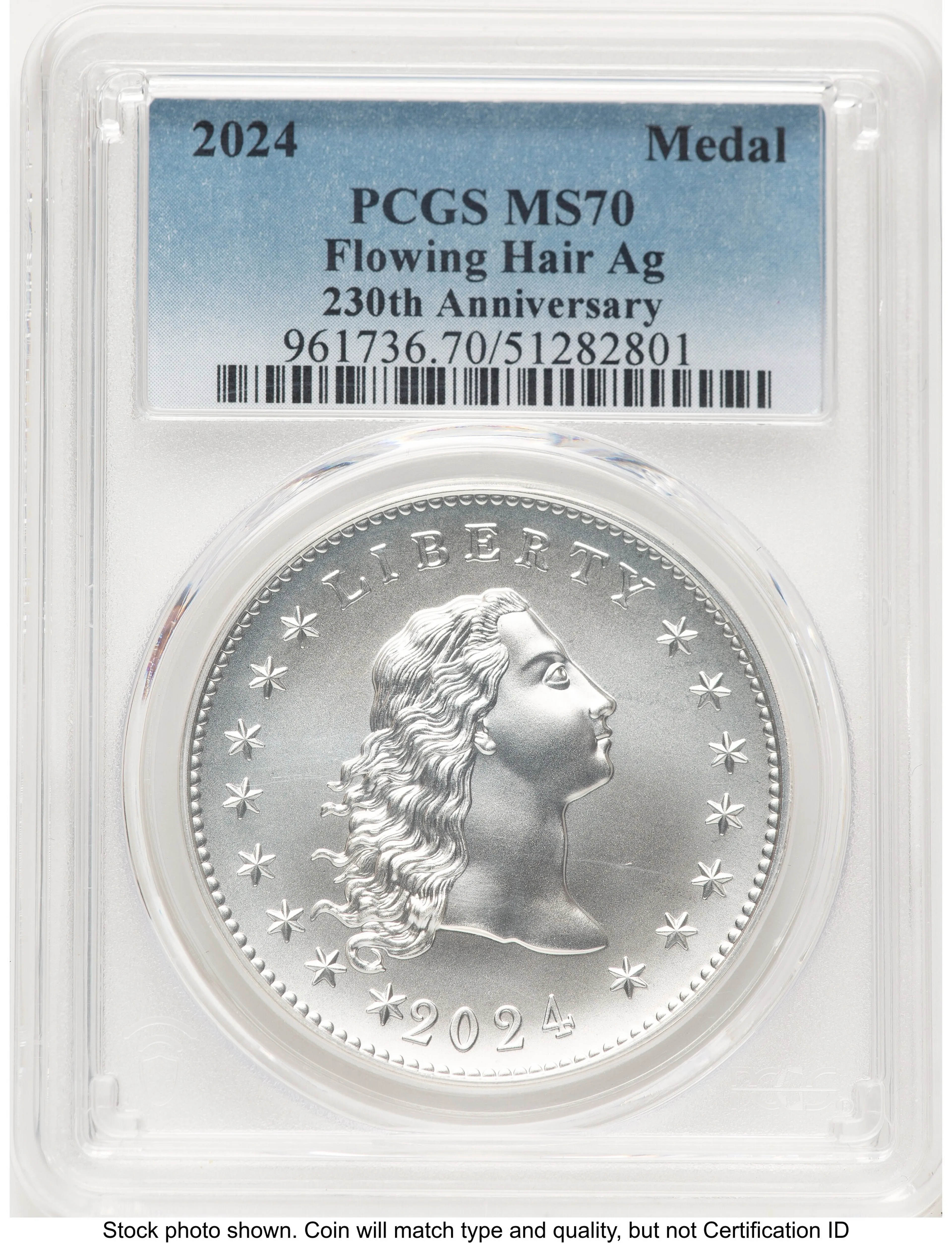 2024-(P) Silver 230th Anniversary Flowing Hair Medal - Image 1