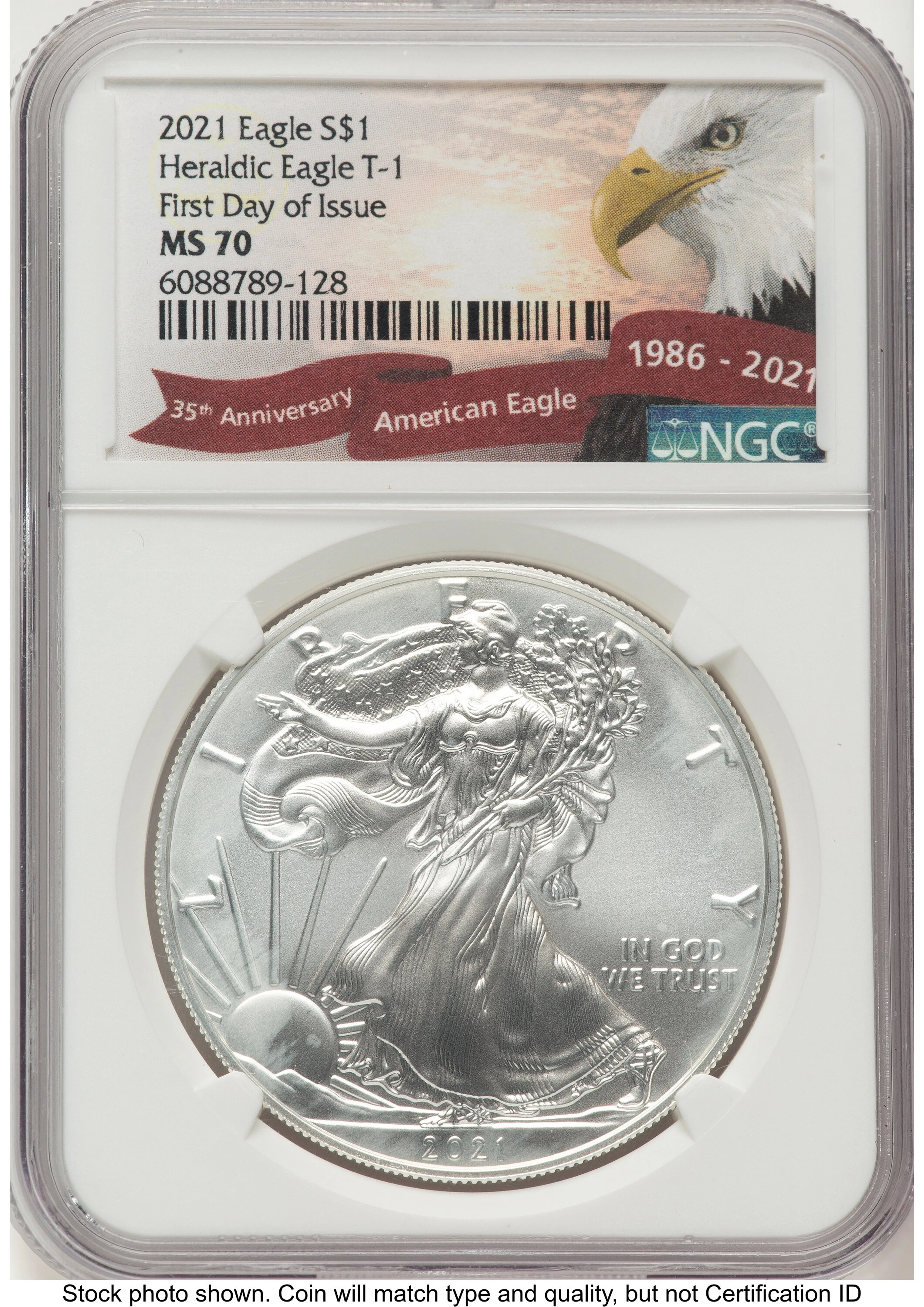 2021 Silver Eagle Type 1 FDI Eagle Ribbon Label - Image 1