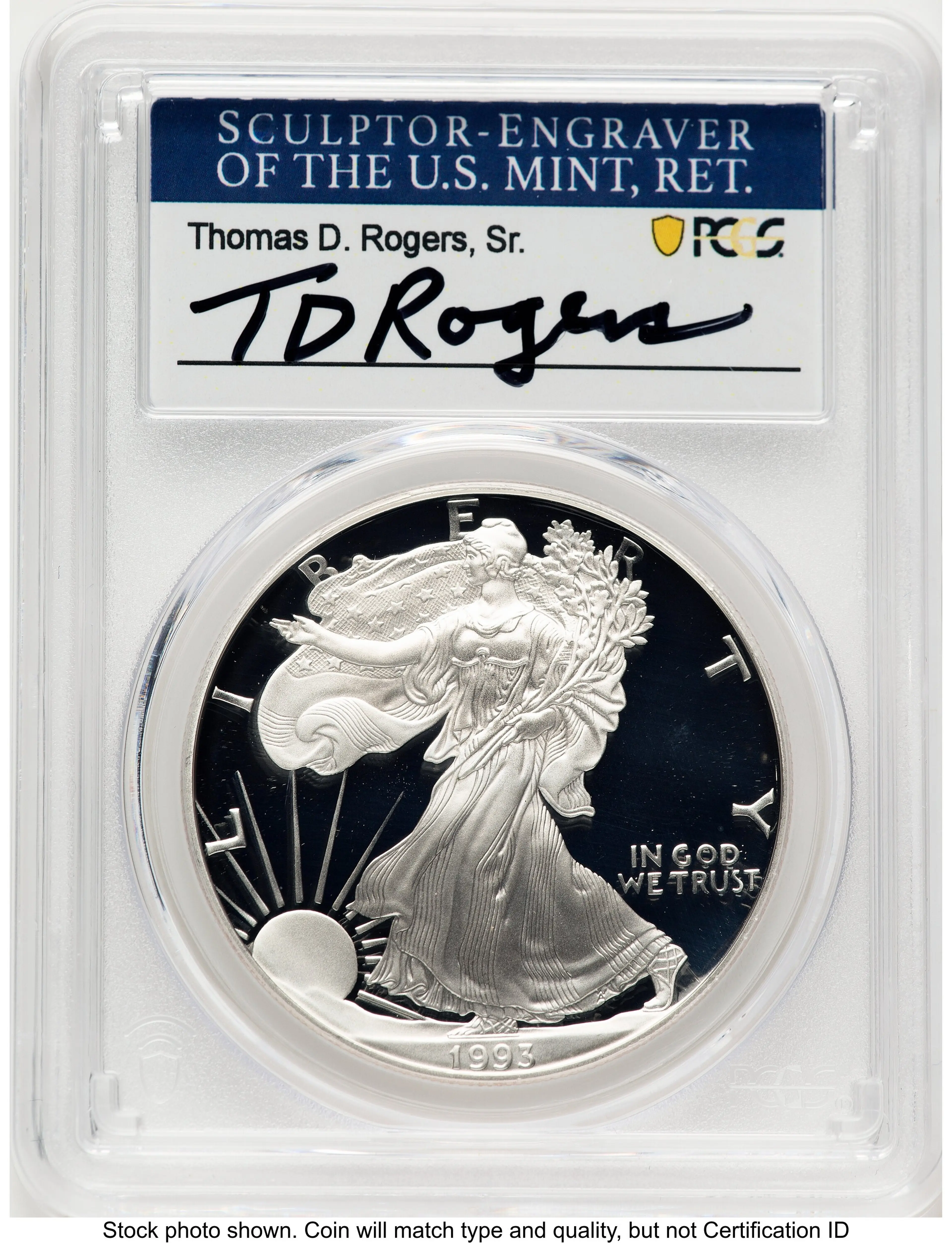 1993-P Proof Silver Eagle 1 oz TD Rogers
