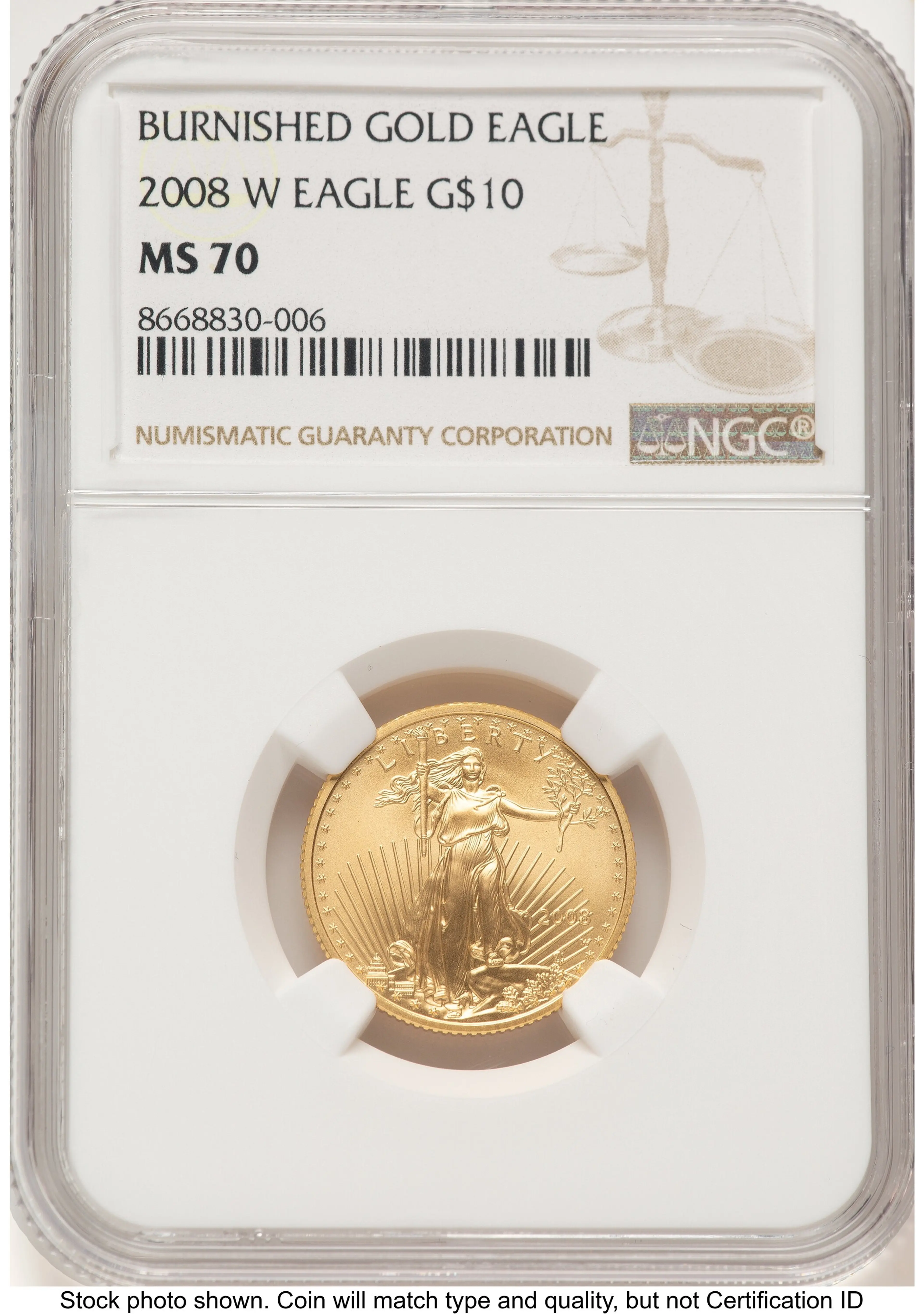 2008-W Burnished Gold Eagle 1/4 oz Brown Label