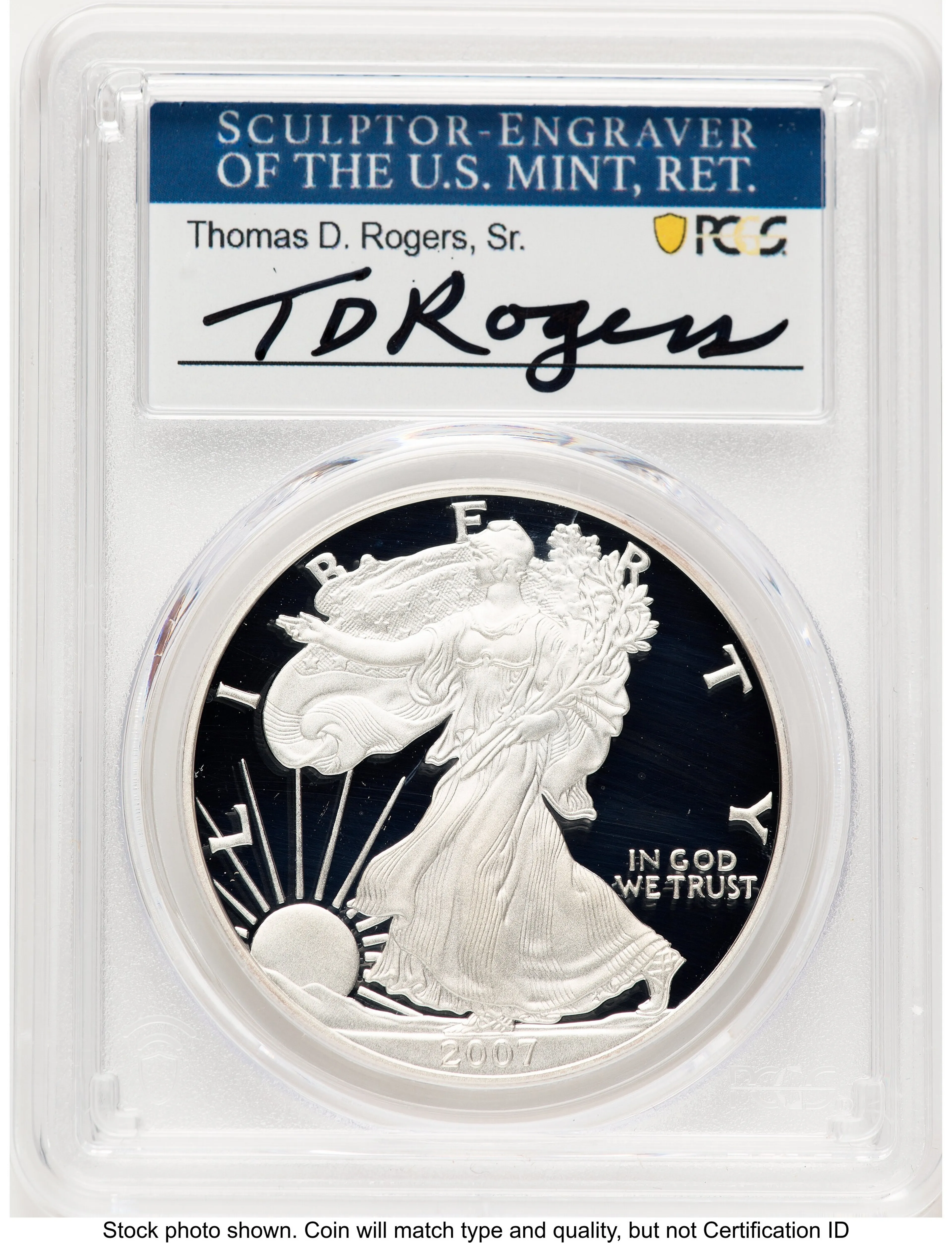 2007-W Proof Silver Eagle 1 oz TD Rogers - Image 1