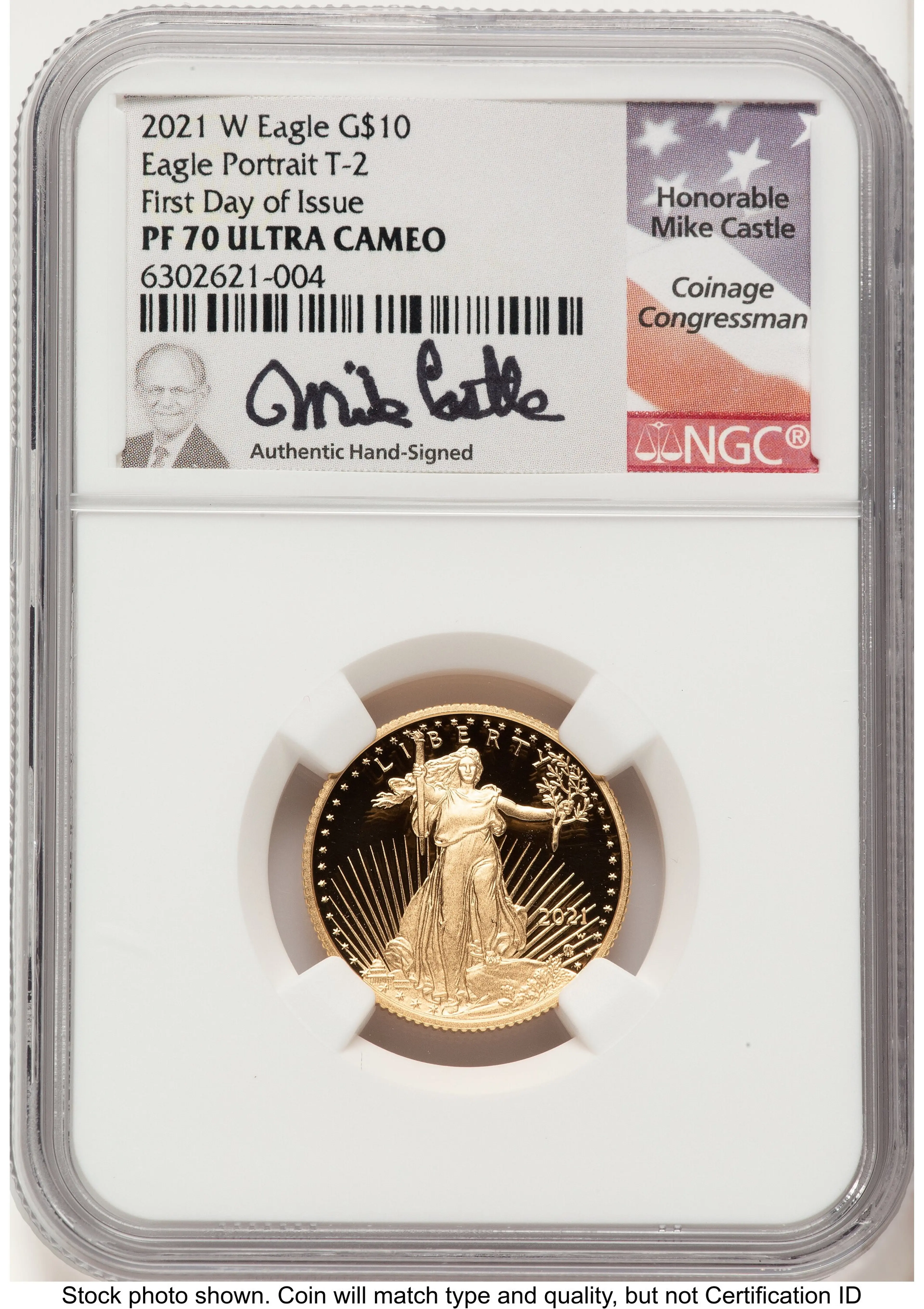 2021-W Type 2 Proof Gold Eagle 1/4 oz FDI Mike Castle