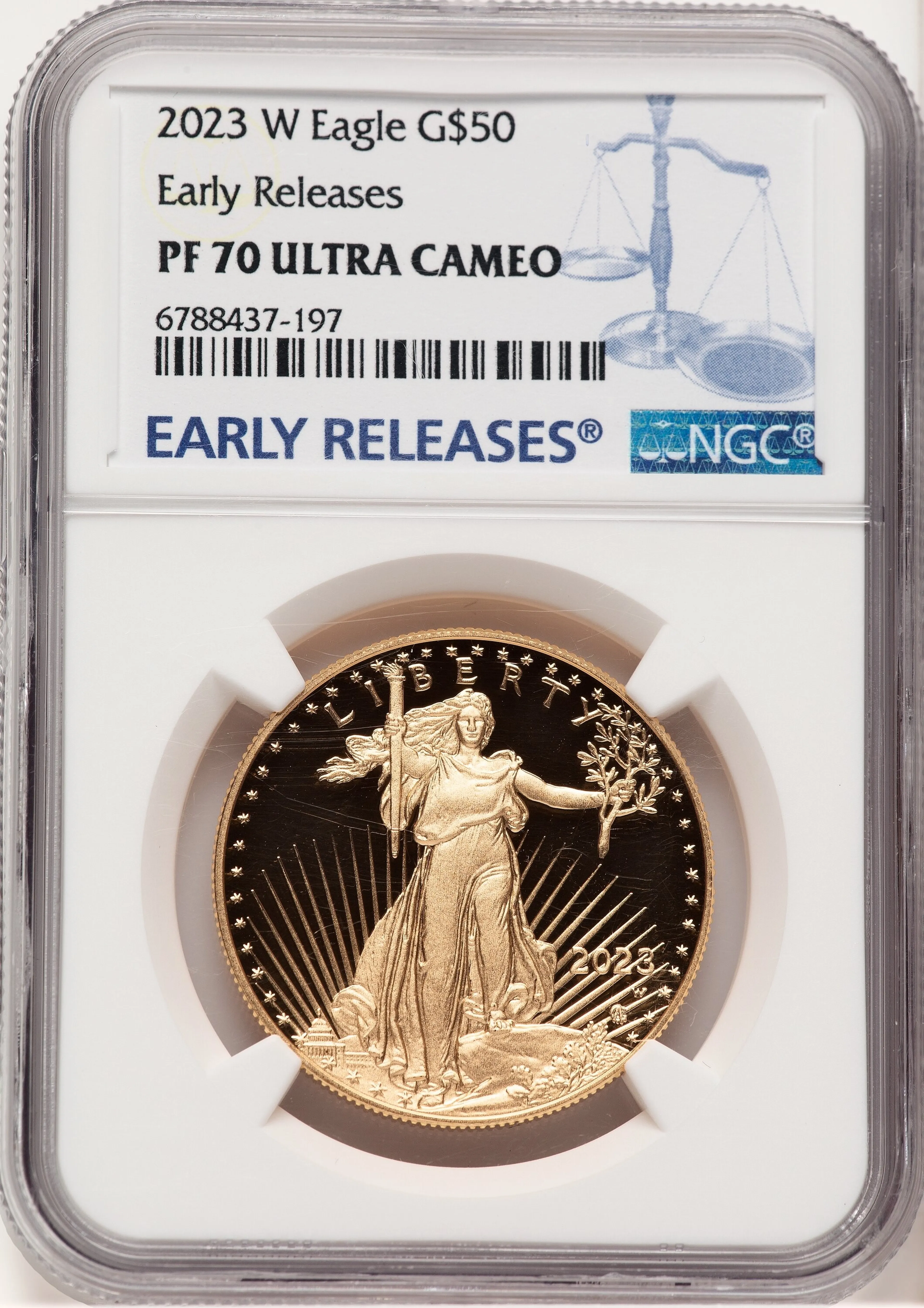 2023-W Proof Gold Eagle 1 oz ER Blue - Image 1