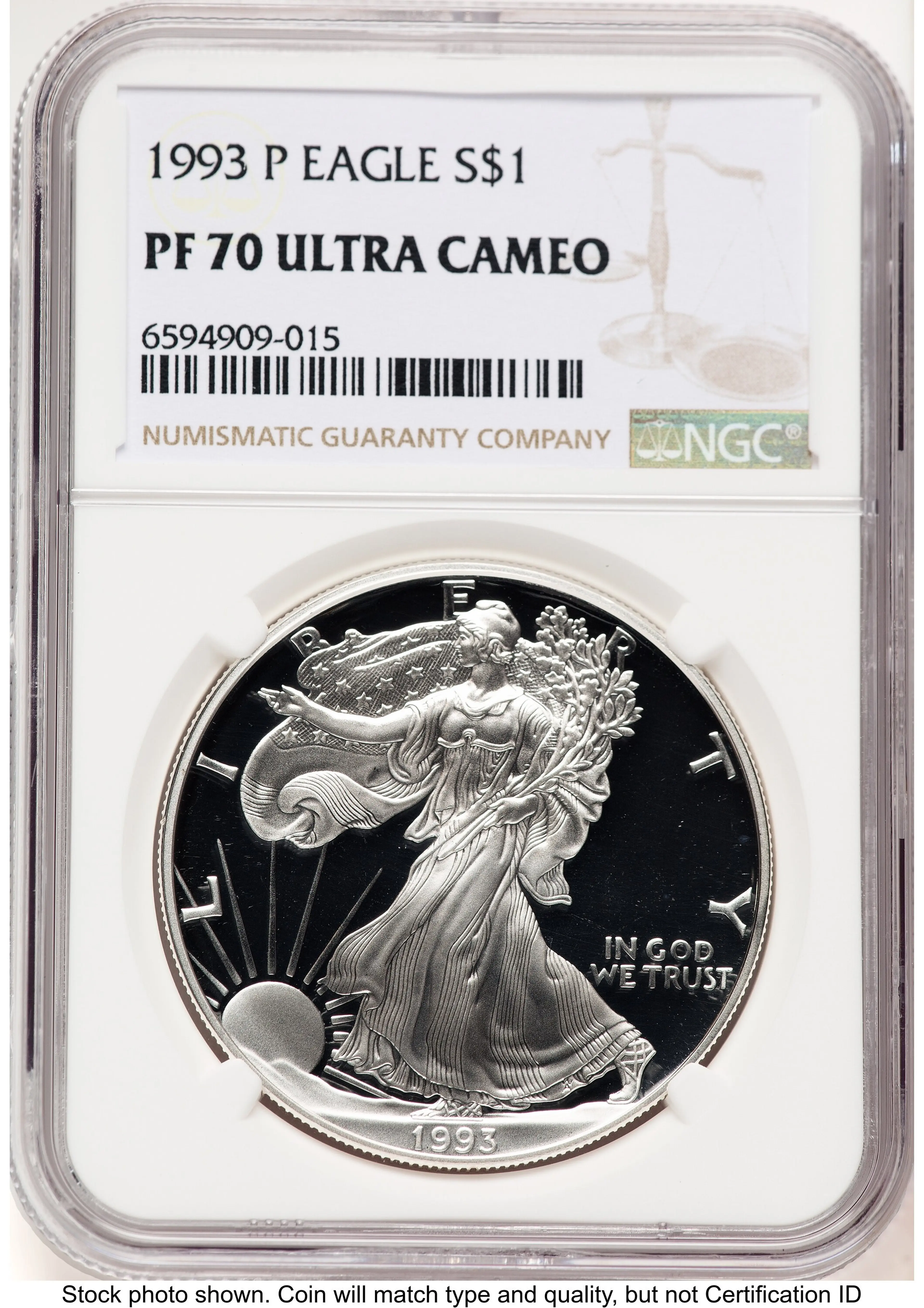 1993-P Proof Silver Eagle 1 oz Brown Label