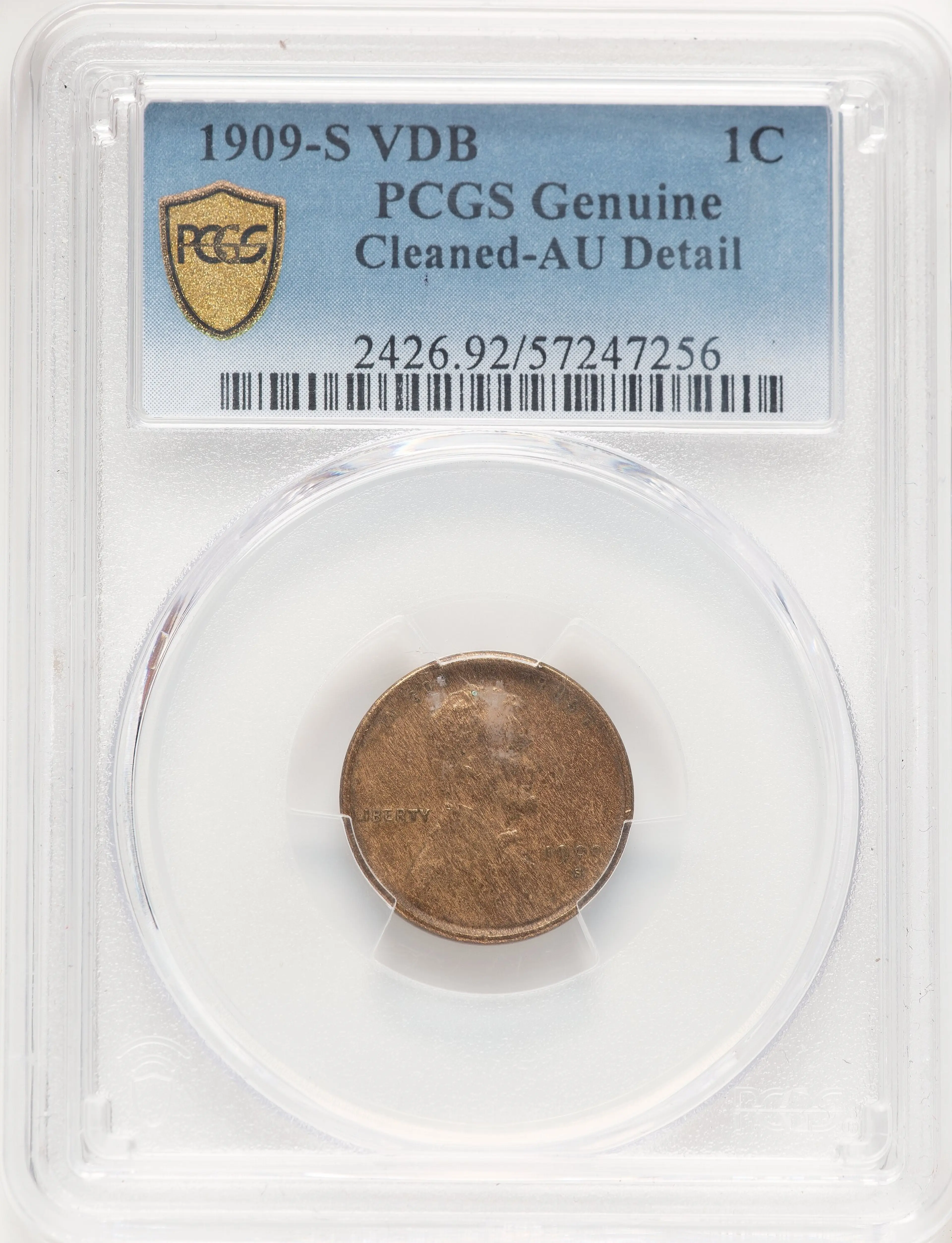 1909-S 1C VDB, BN Genuine