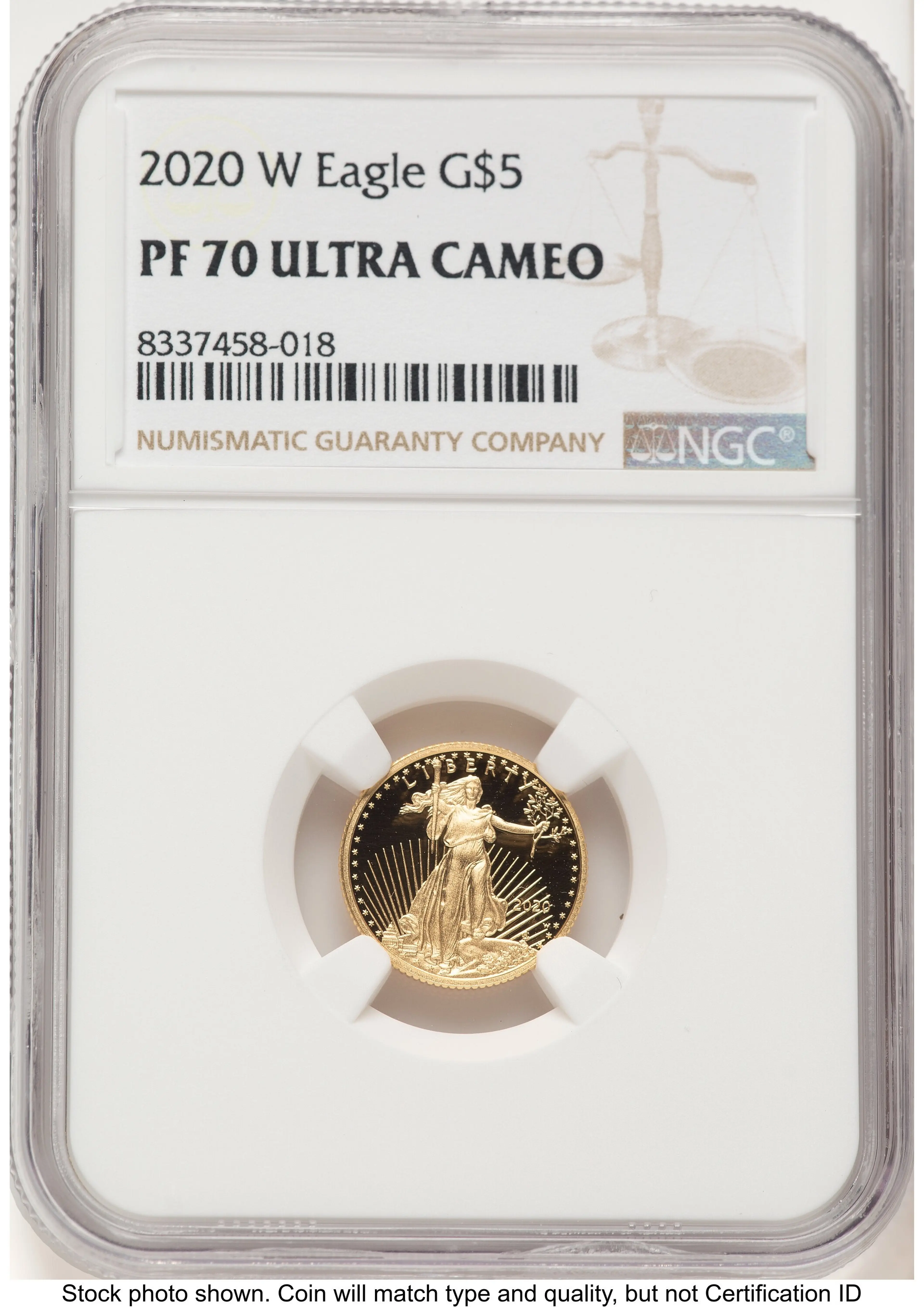 2020-W Proof Gold Eagle 1/10 oz Brown Label