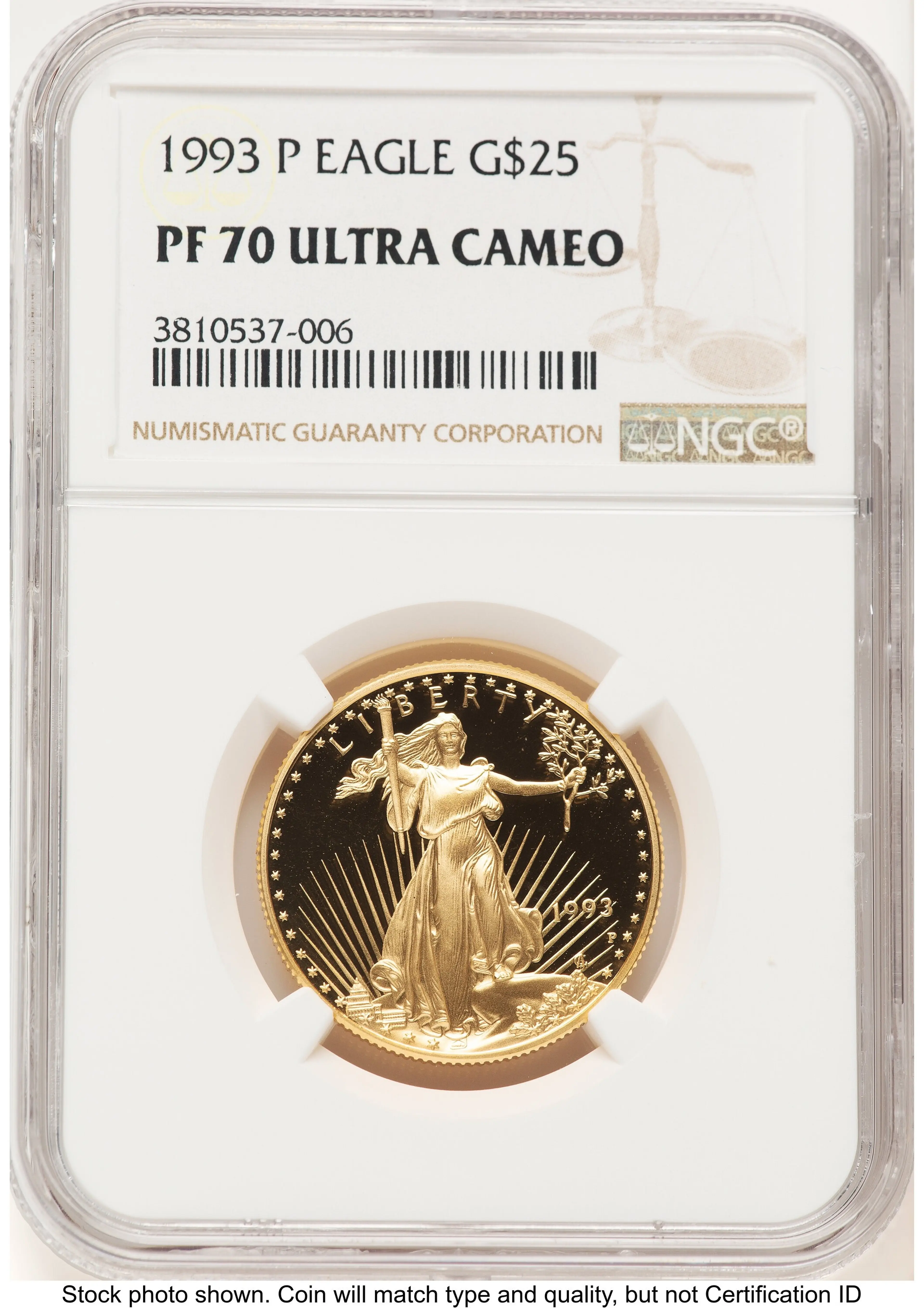 1993-P Proof Gold Eagle 1/2 oz Brown Label