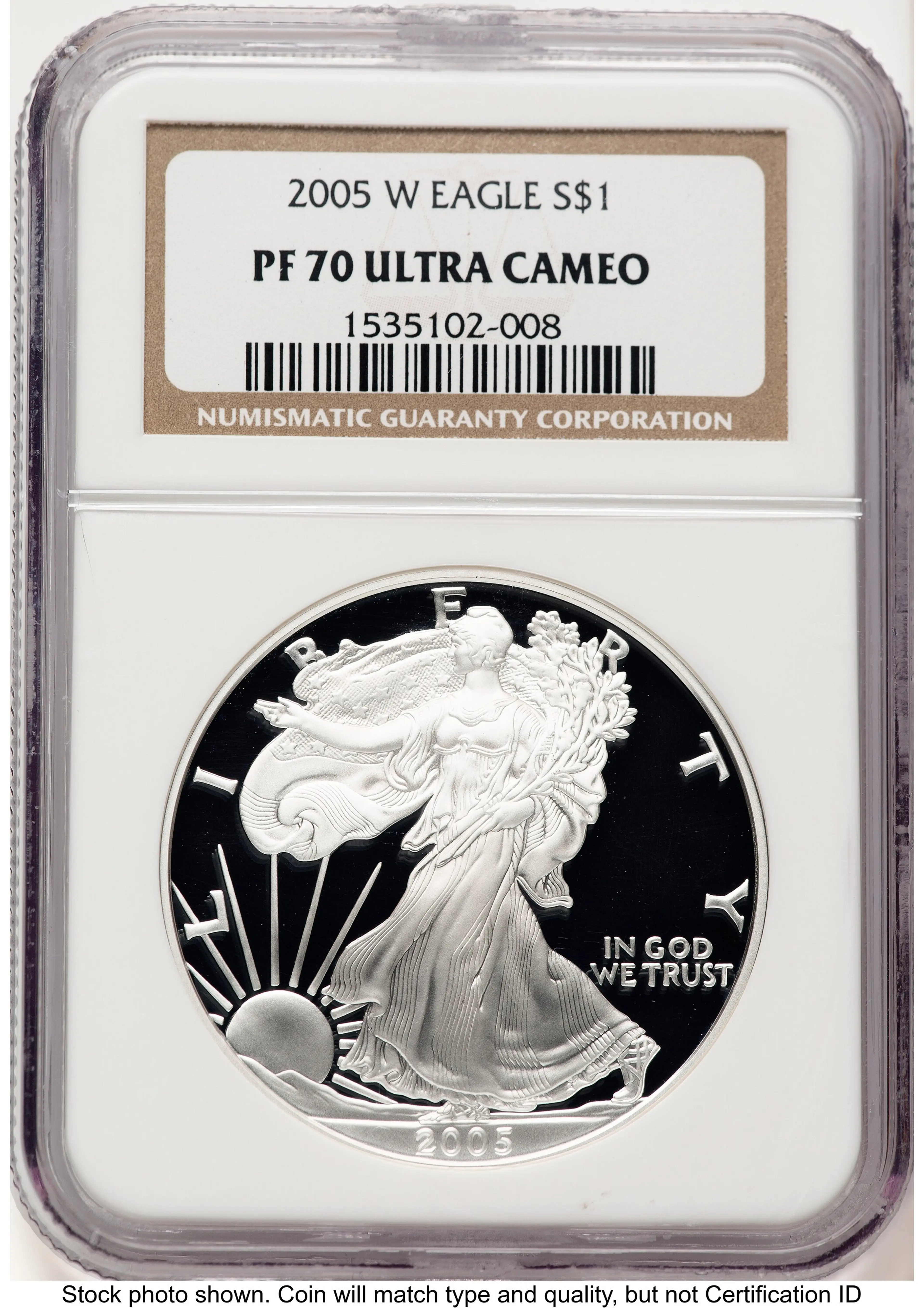 2005-W Proof Silver Eagle 1 oz Brown Label