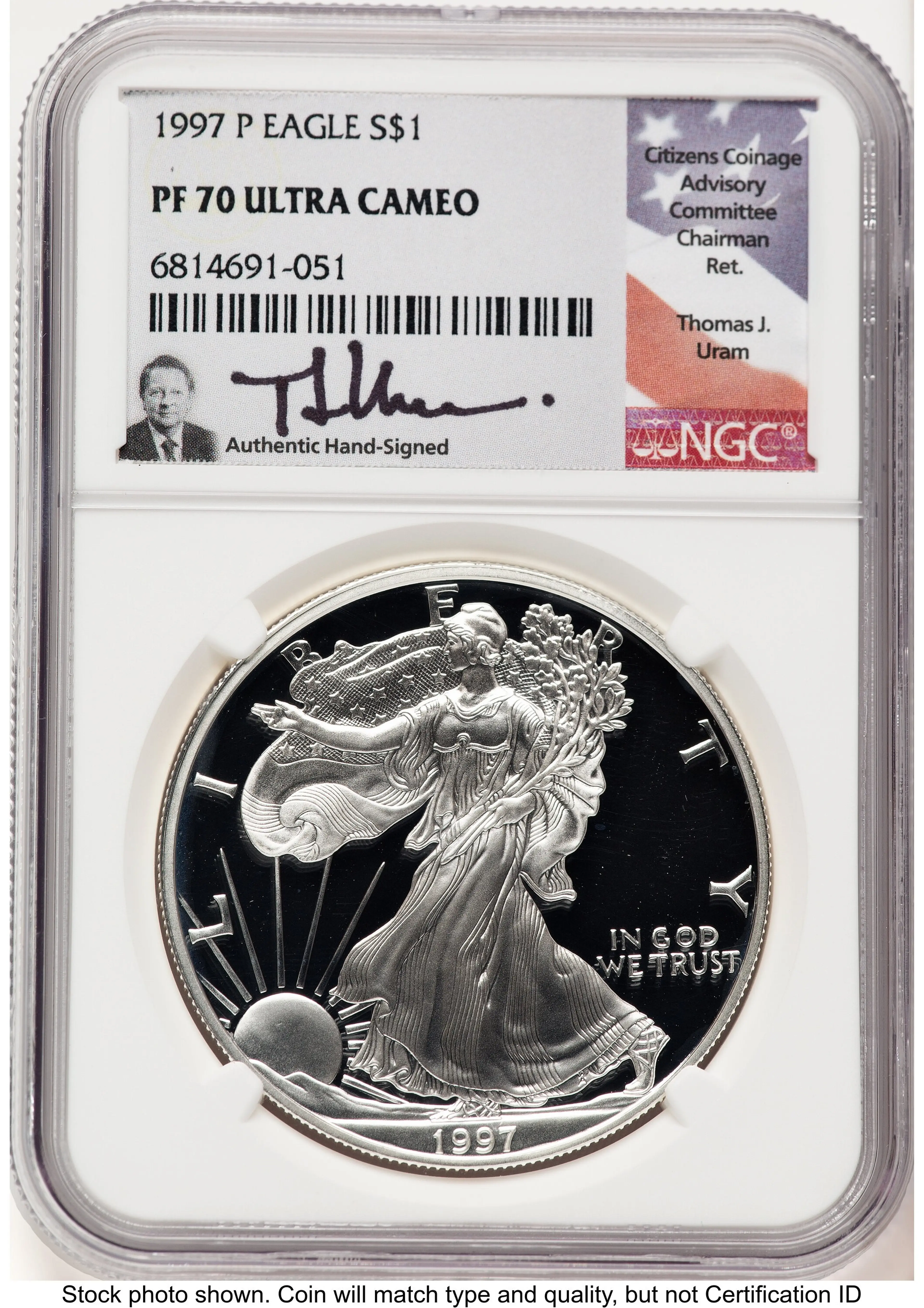 1997-P Proof Silver Eagle 1 oz Thomas Uram