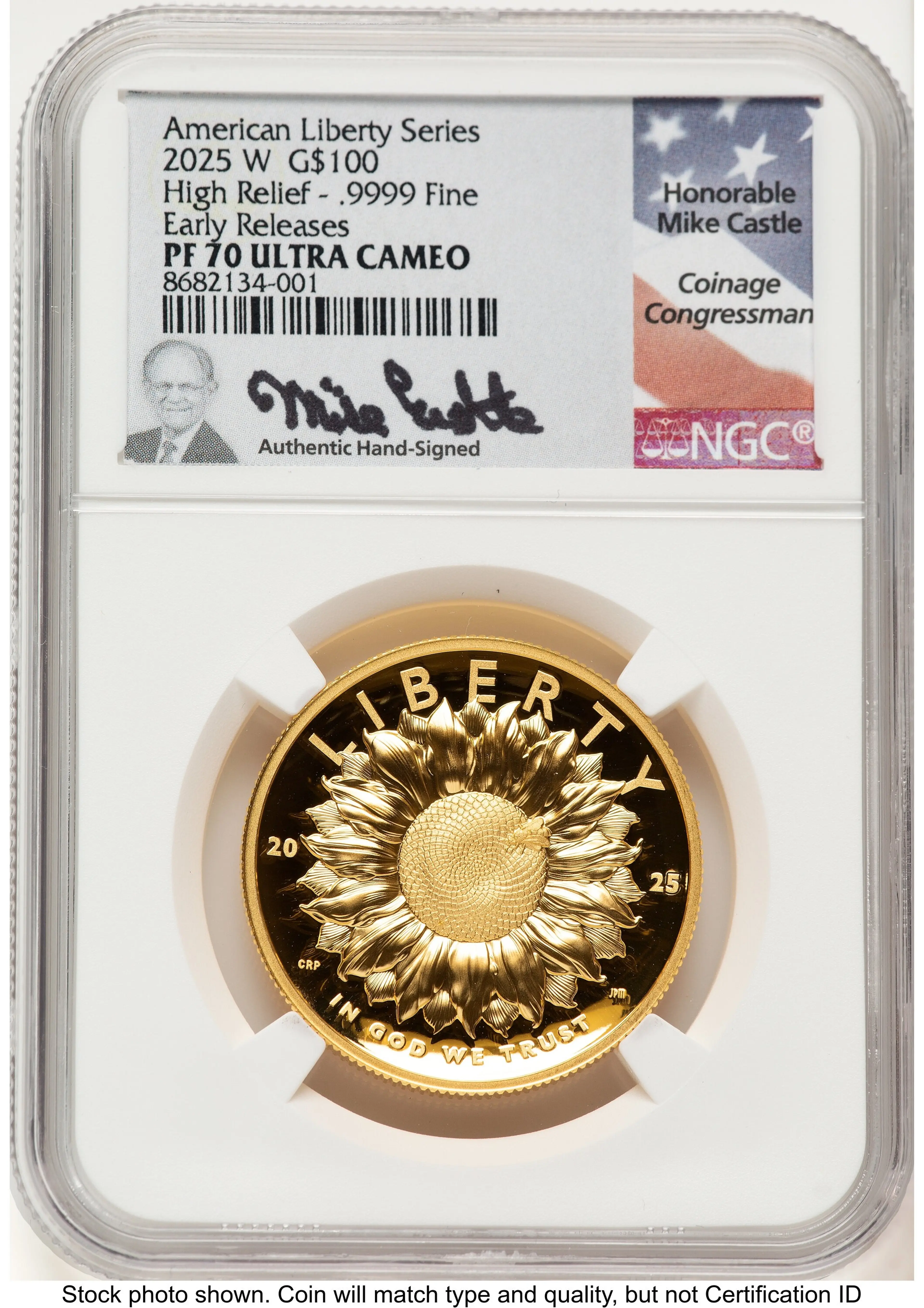 2025-W G$100 American Liberty High Relief, DC ER Mike Castle