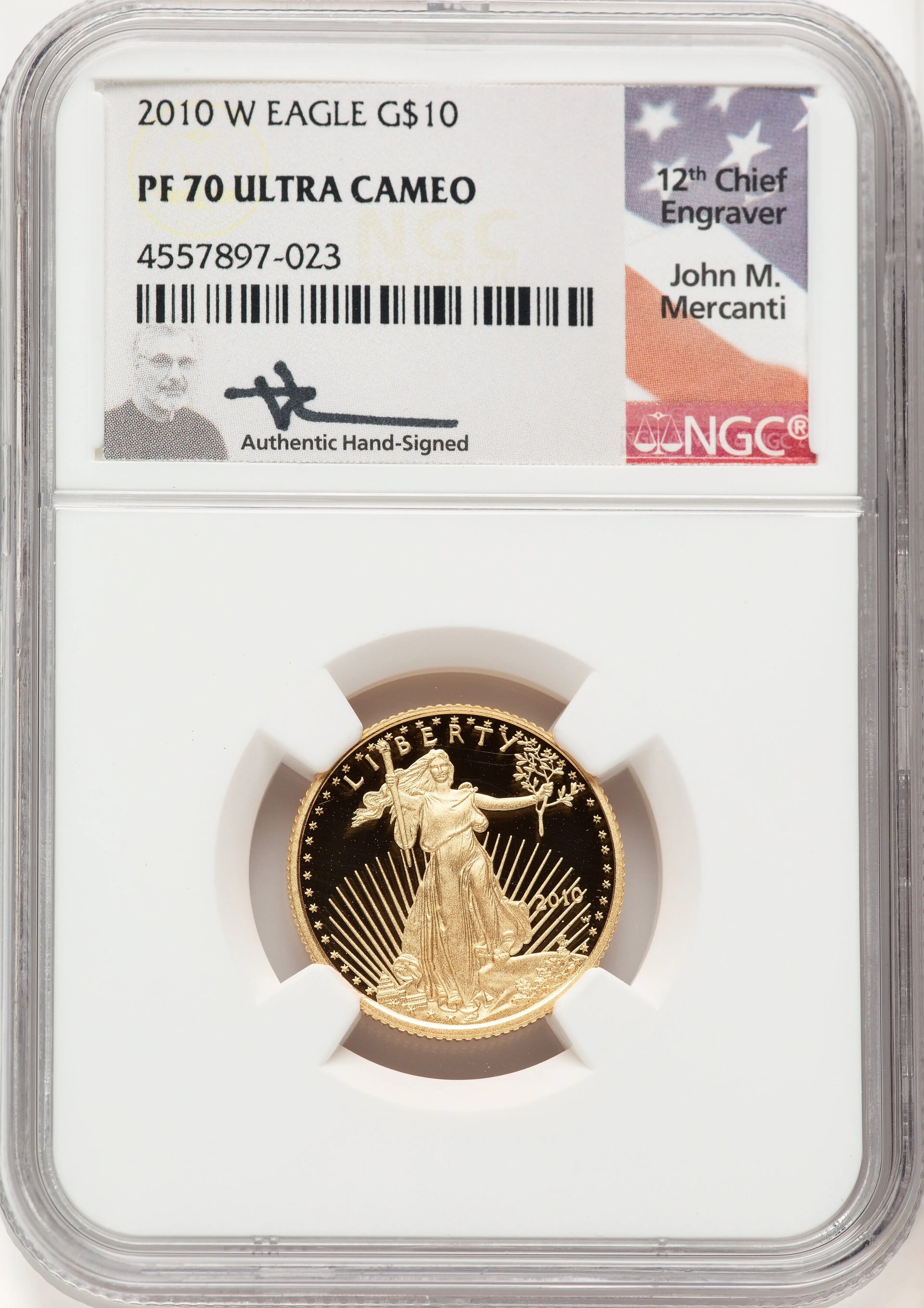 2010-W Proof Gold Eagle 1/4 oz John Mercanti