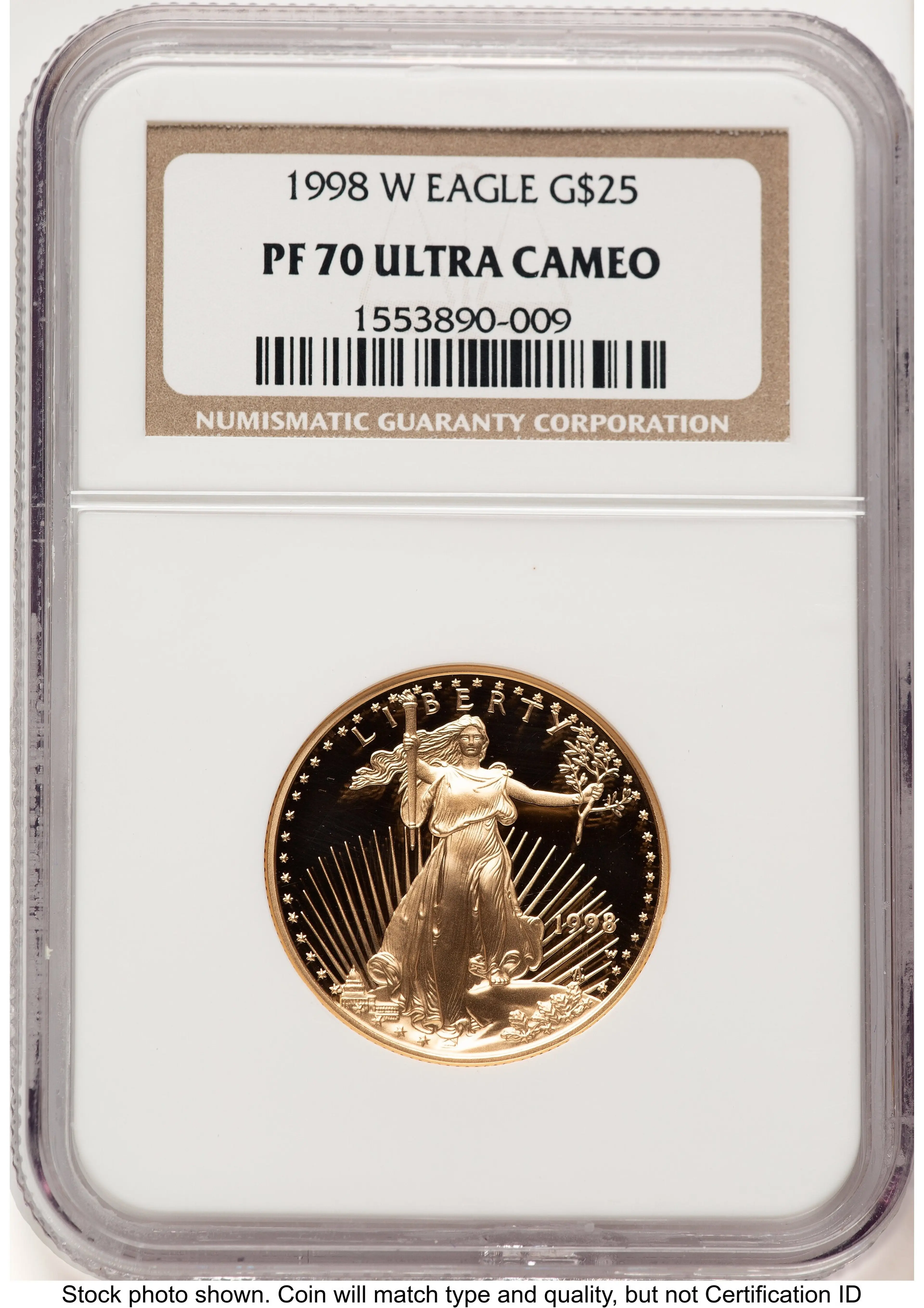 1998-W Proof Gold Eagle 1/2 oz Brown Label