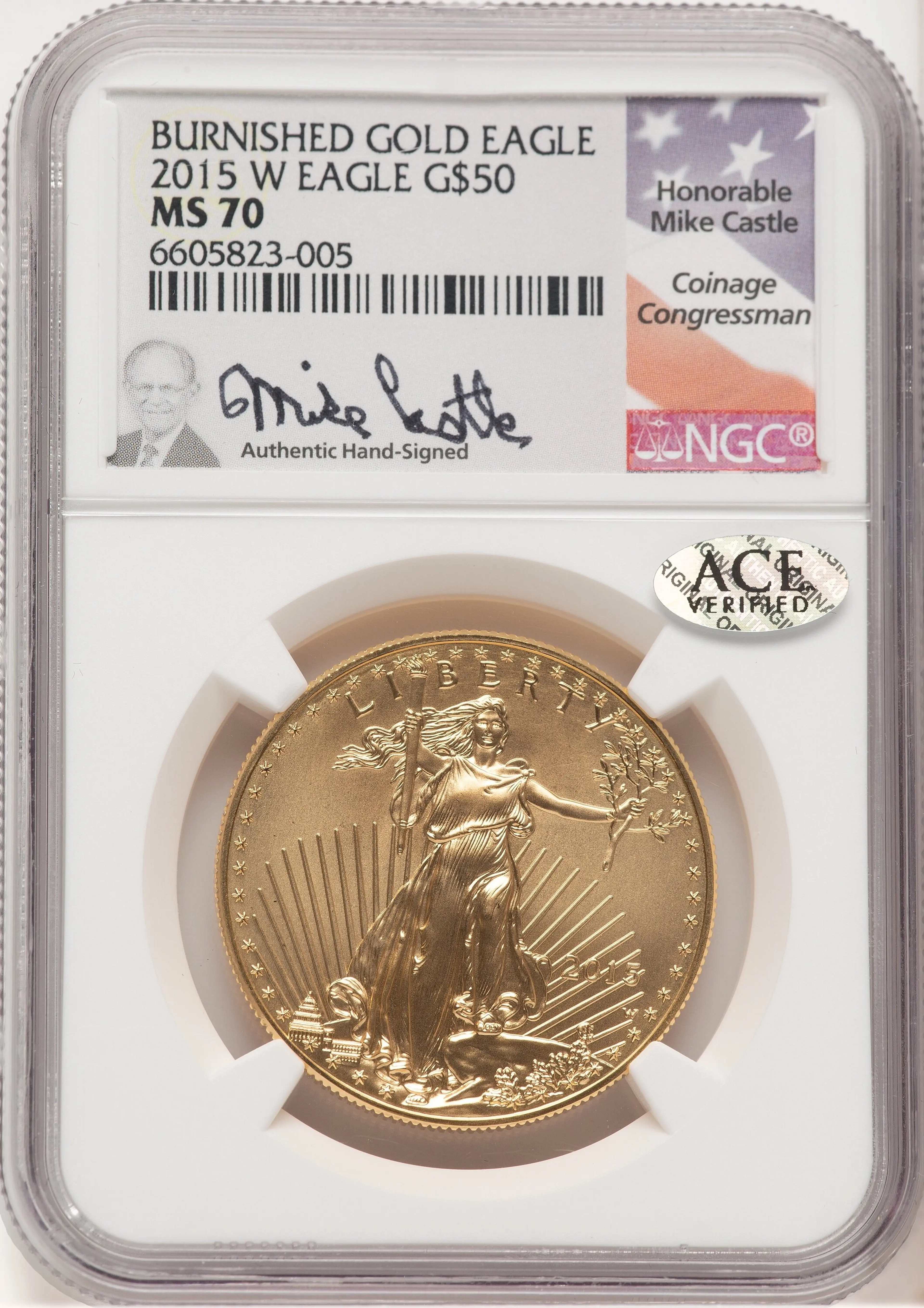 2015-W Burnished Gold Eagle 1 oz Mike Castle