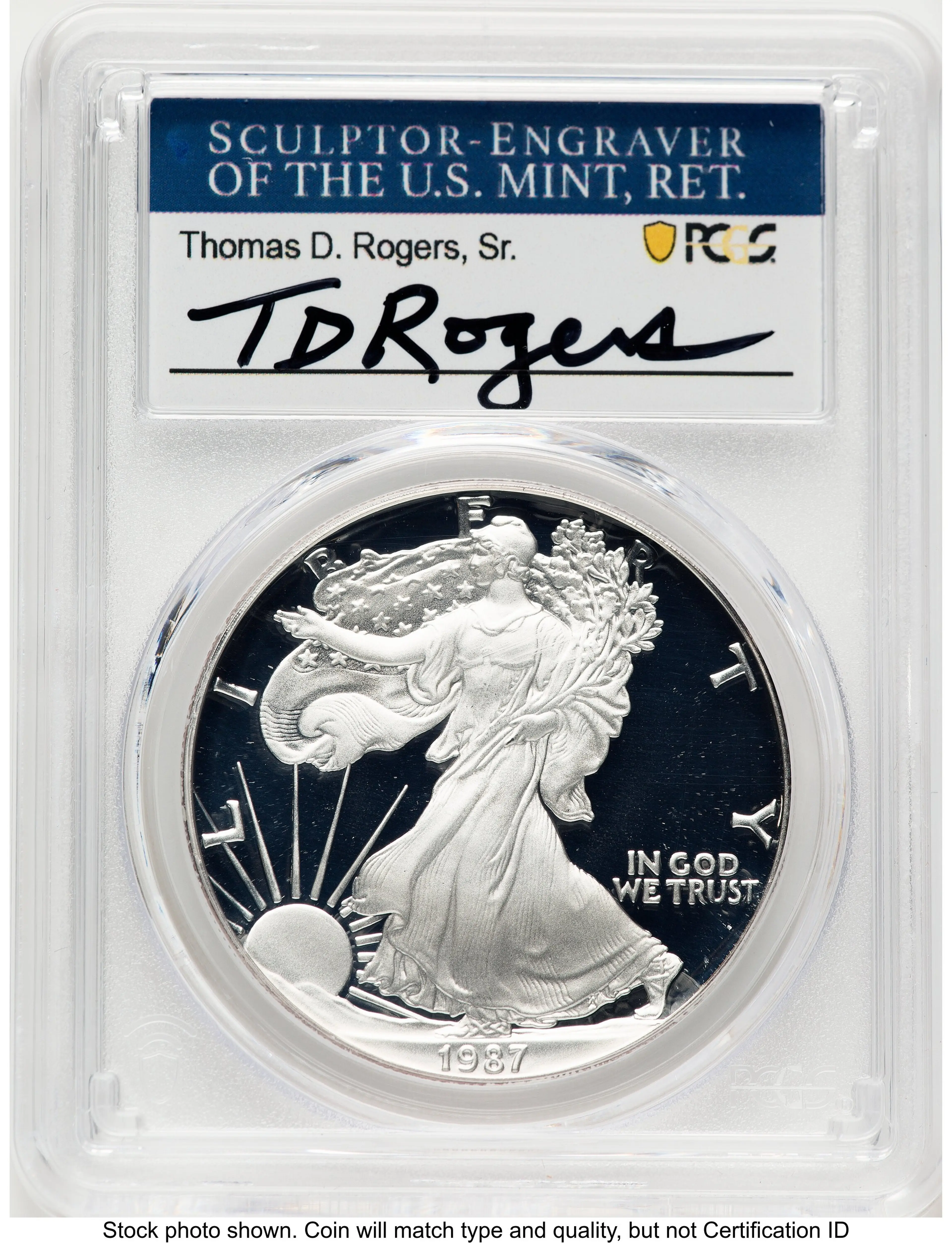 1987-S Proof Silver Eagle 1 oz TD Rogers
