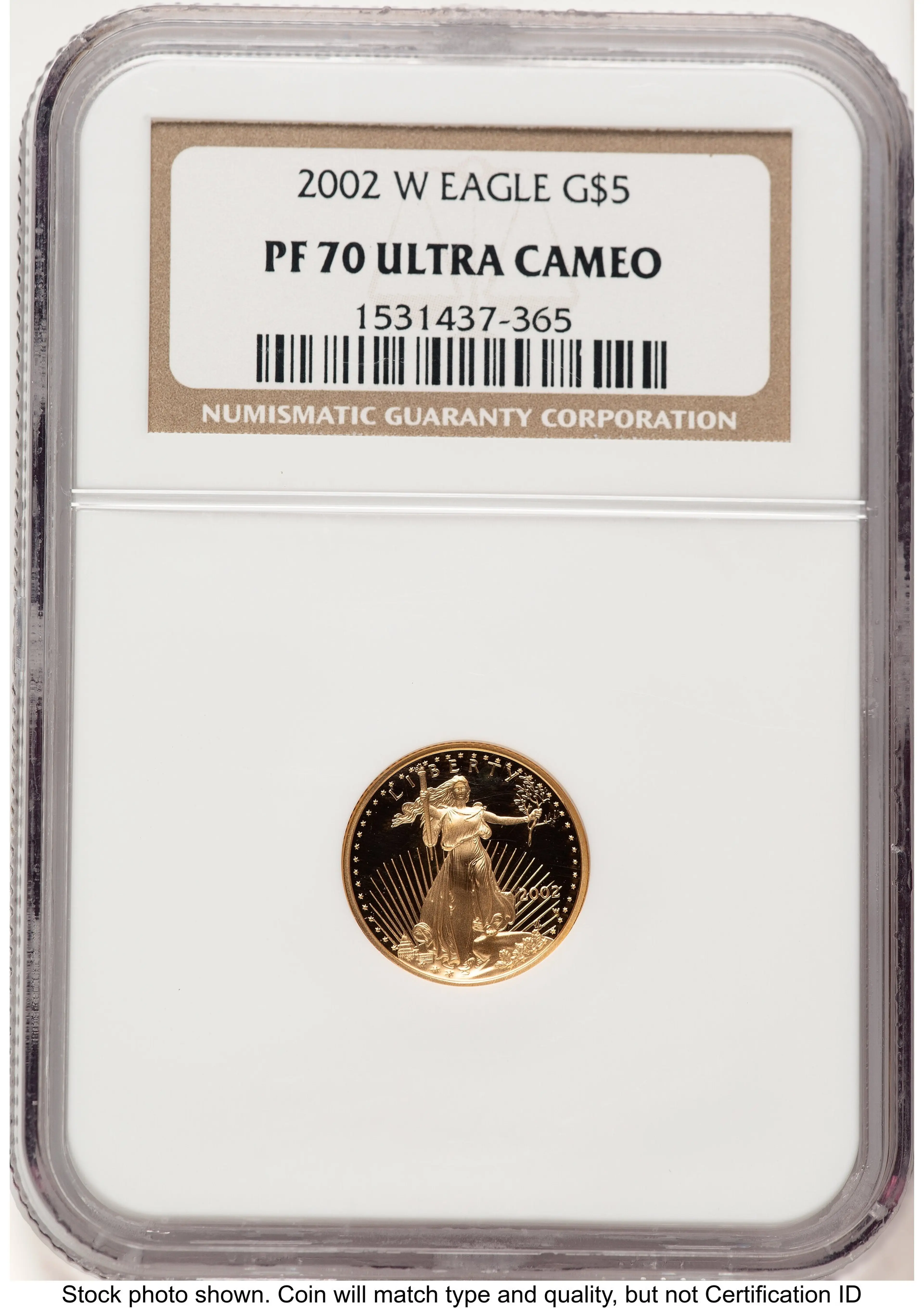 2002-W Proof Gold Eagle 1/10 oz Brown Label