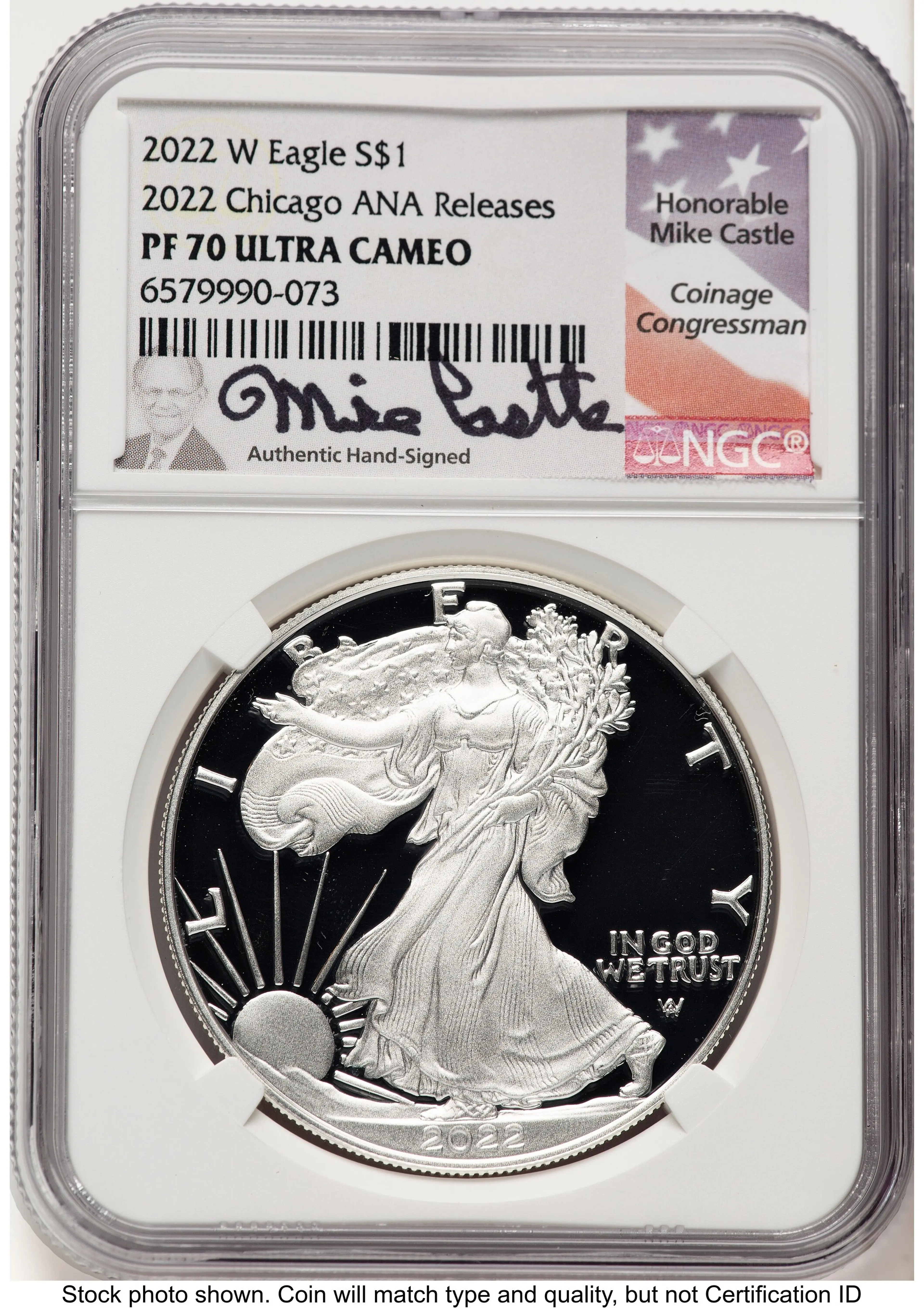 2022-W Proof Silver Eagle 1 oz 2022 Chicago ANA Releases Mike Castle