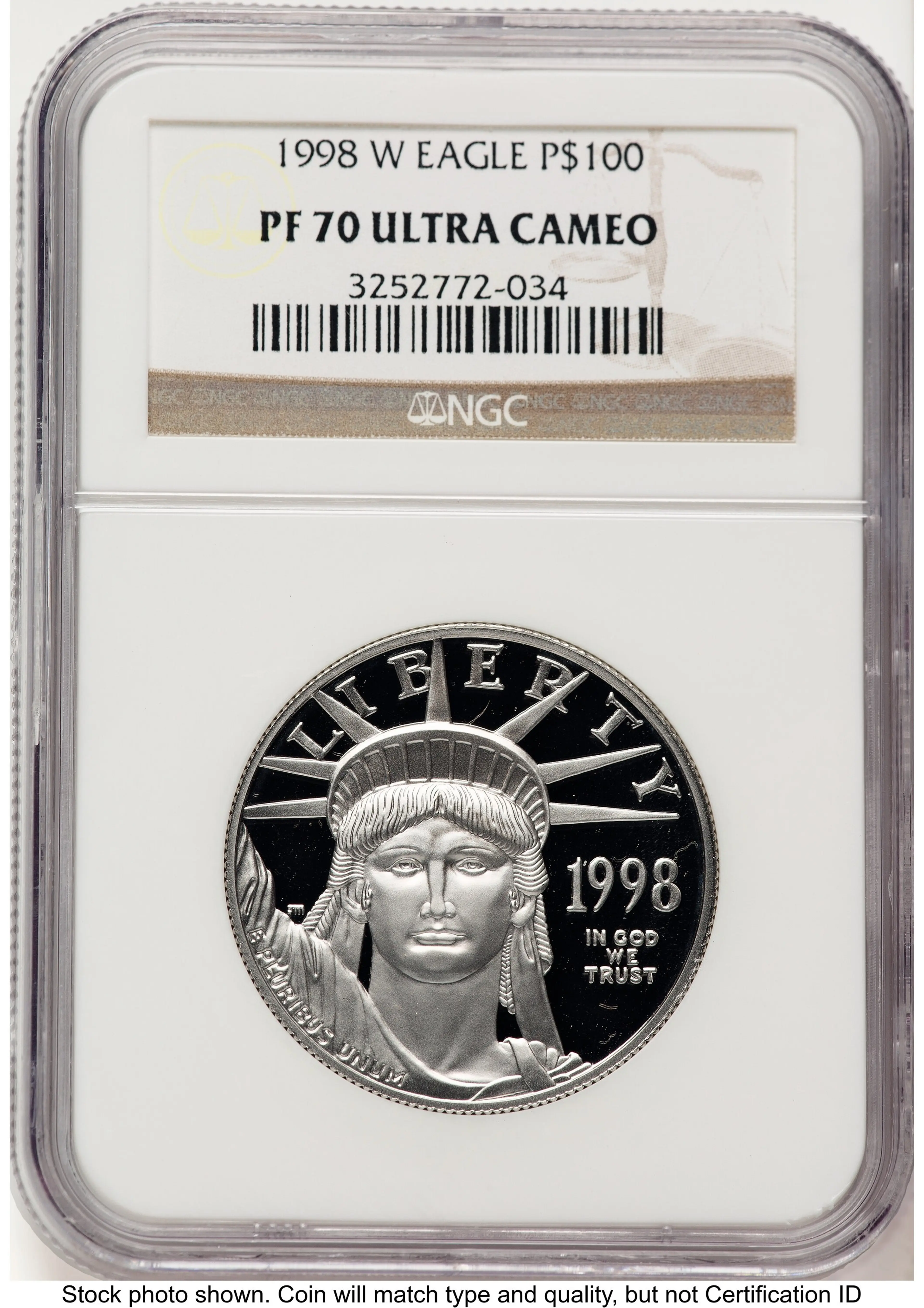 1998-W Proof Platinum Eagle 1 oz Brown Label