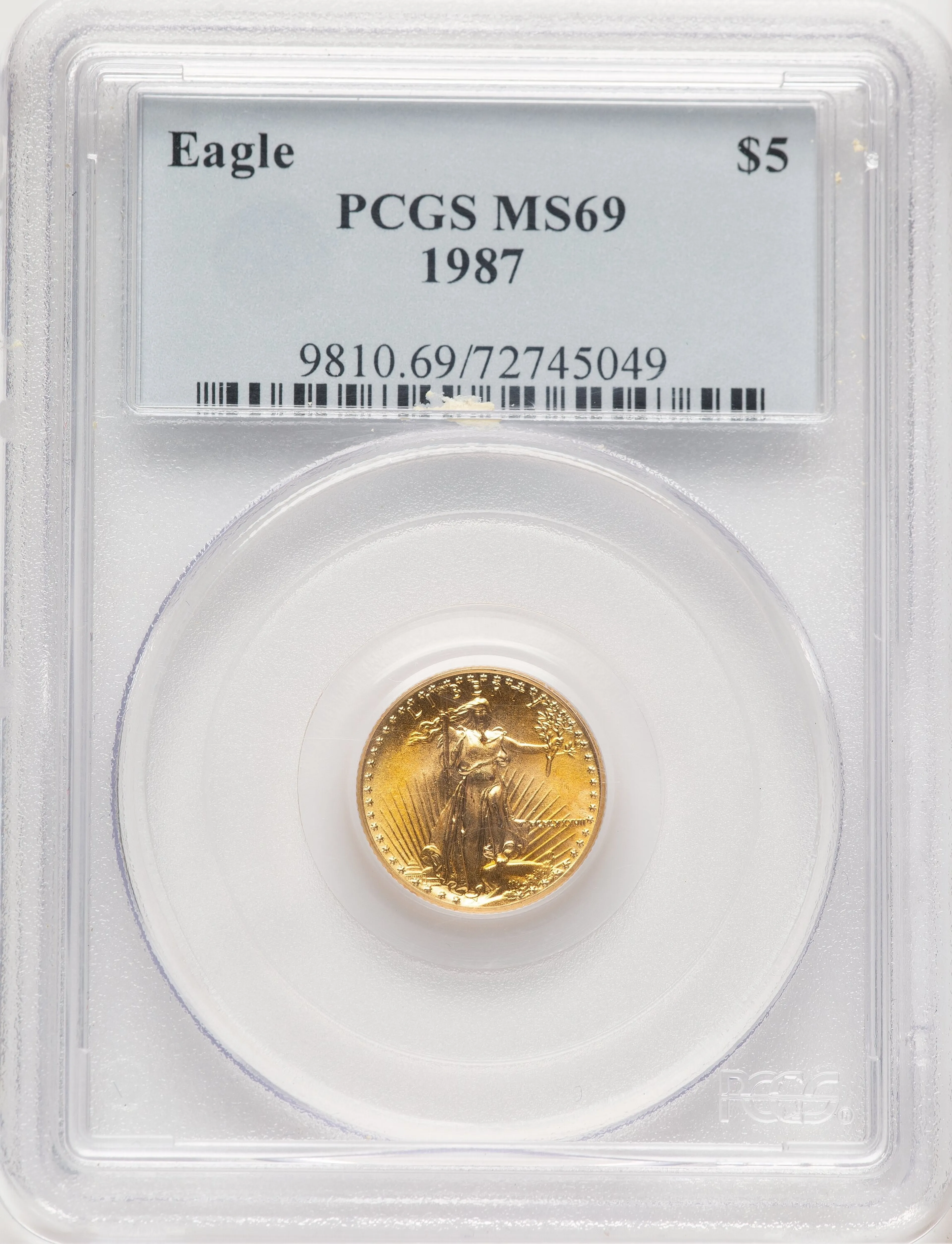 1987 Gold Eagle 1/10 oz Blue Label - Image 1