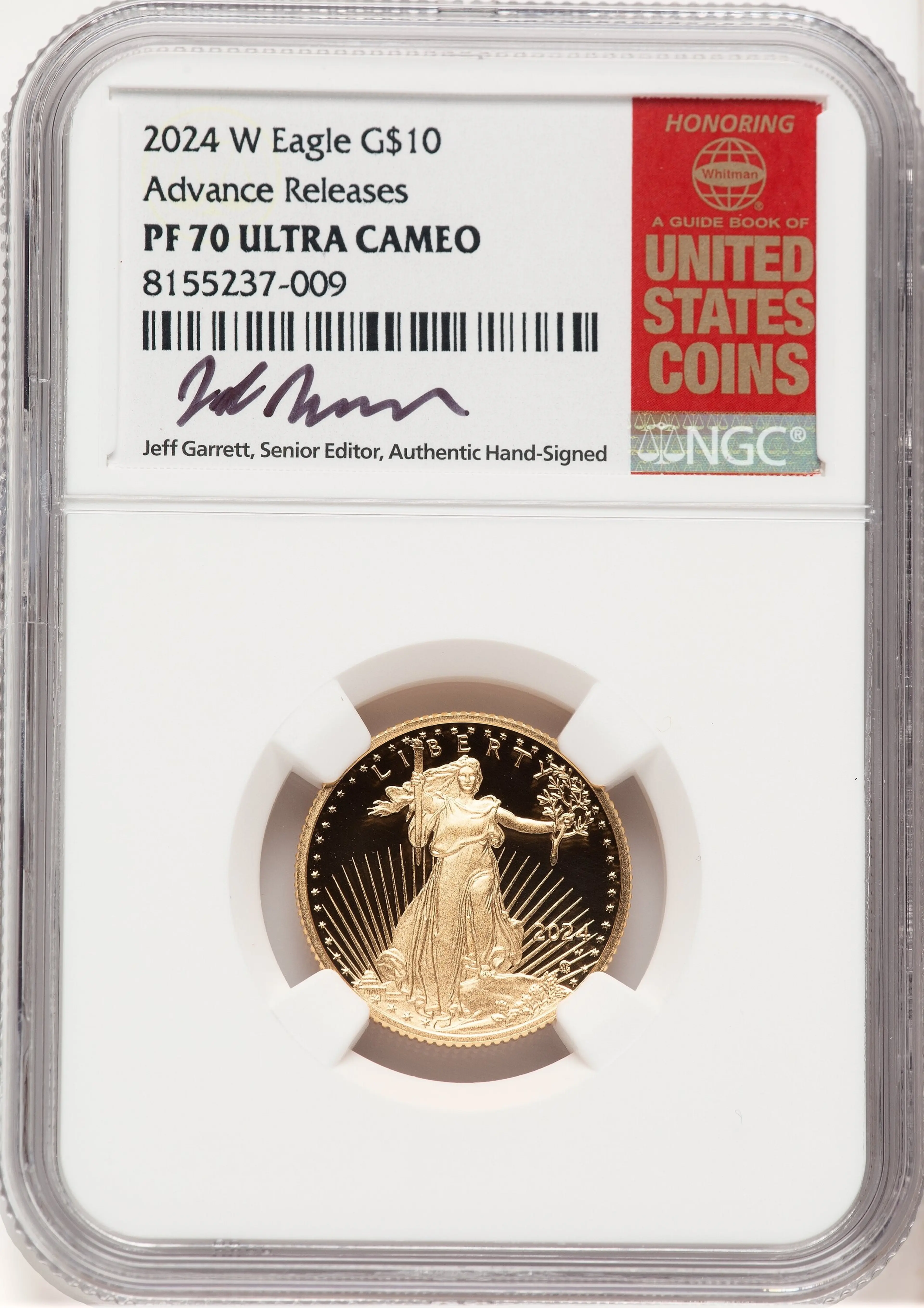 2024-W Proof Gold Eagle 1/4 oz AR Jeff Garrett Red Book