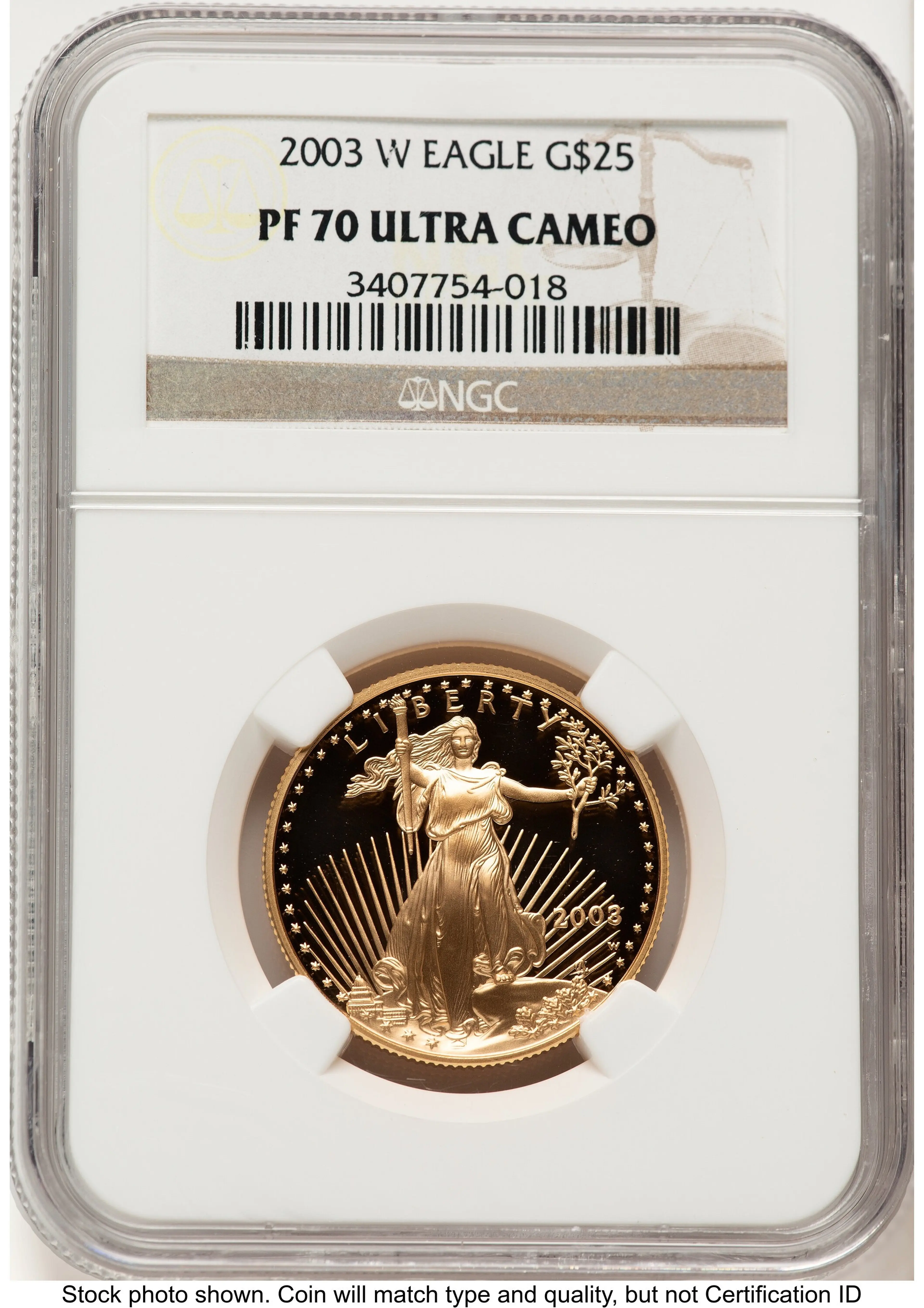 2003-W Proof Gold Eagle 1/2 oz Brown Label