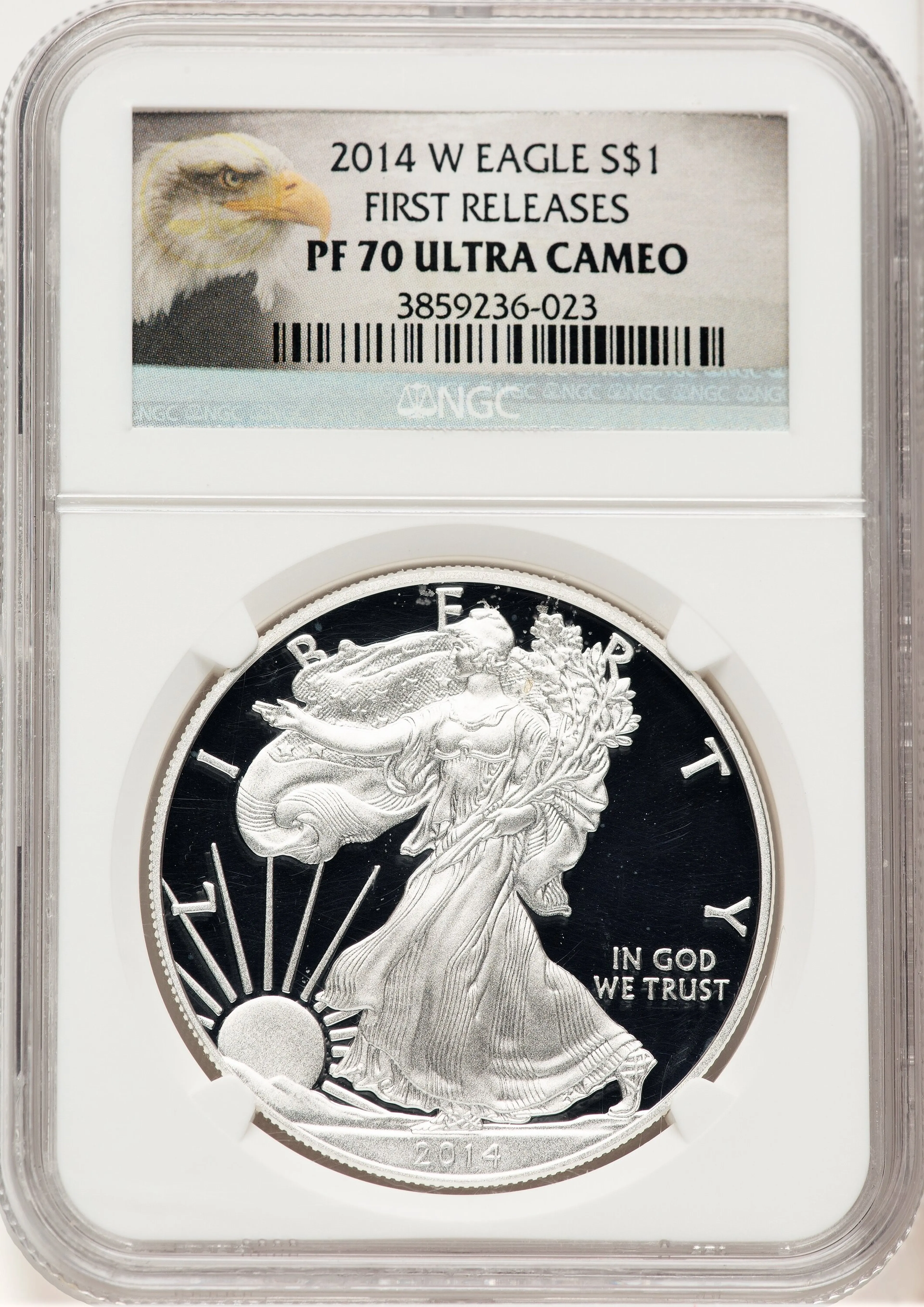 2014-W Proof Silver Eagle 1 oz FR Eagle Label - Image 1