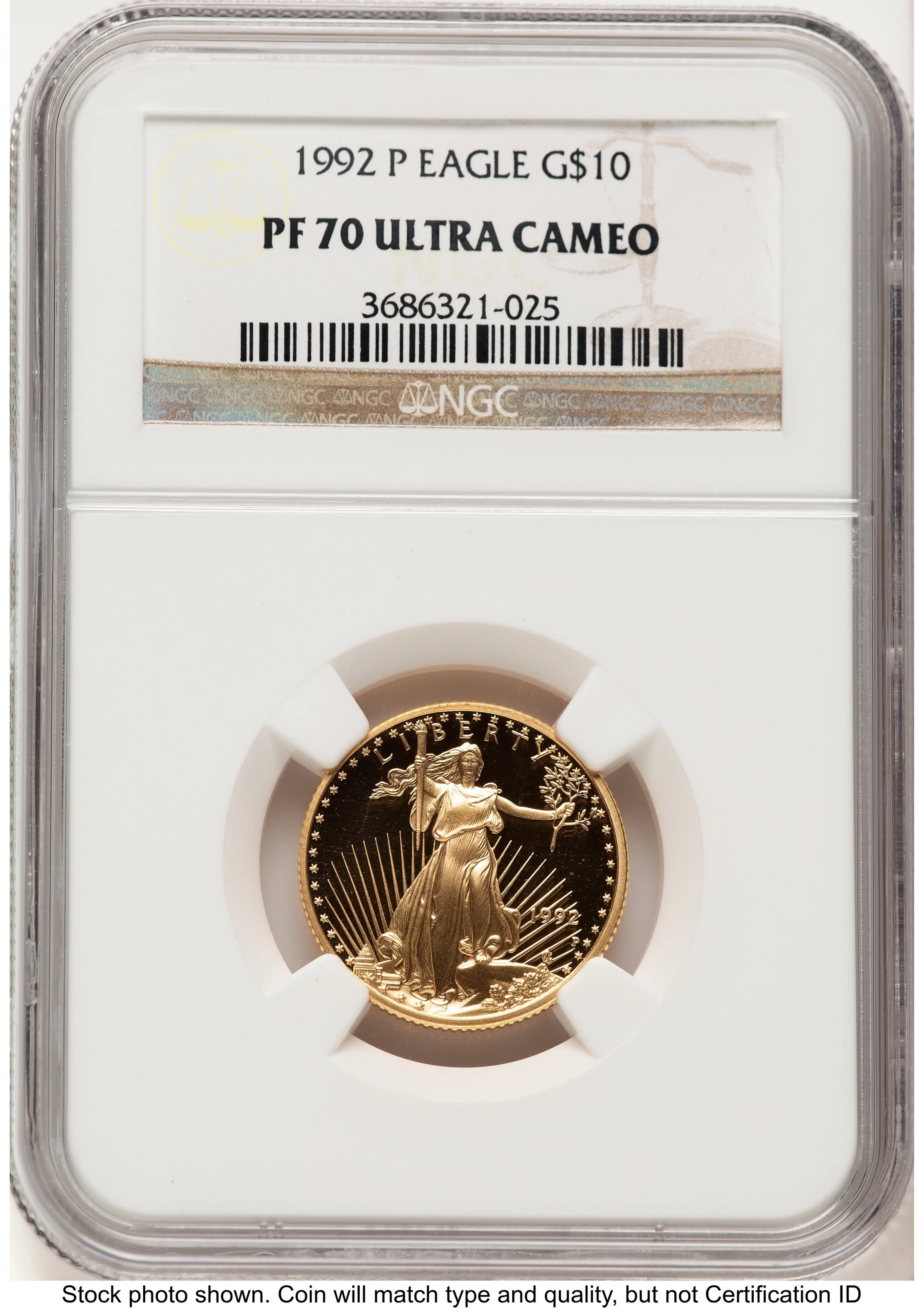 1992-P Proof Gold Eagle 1/4 oz Brown Label