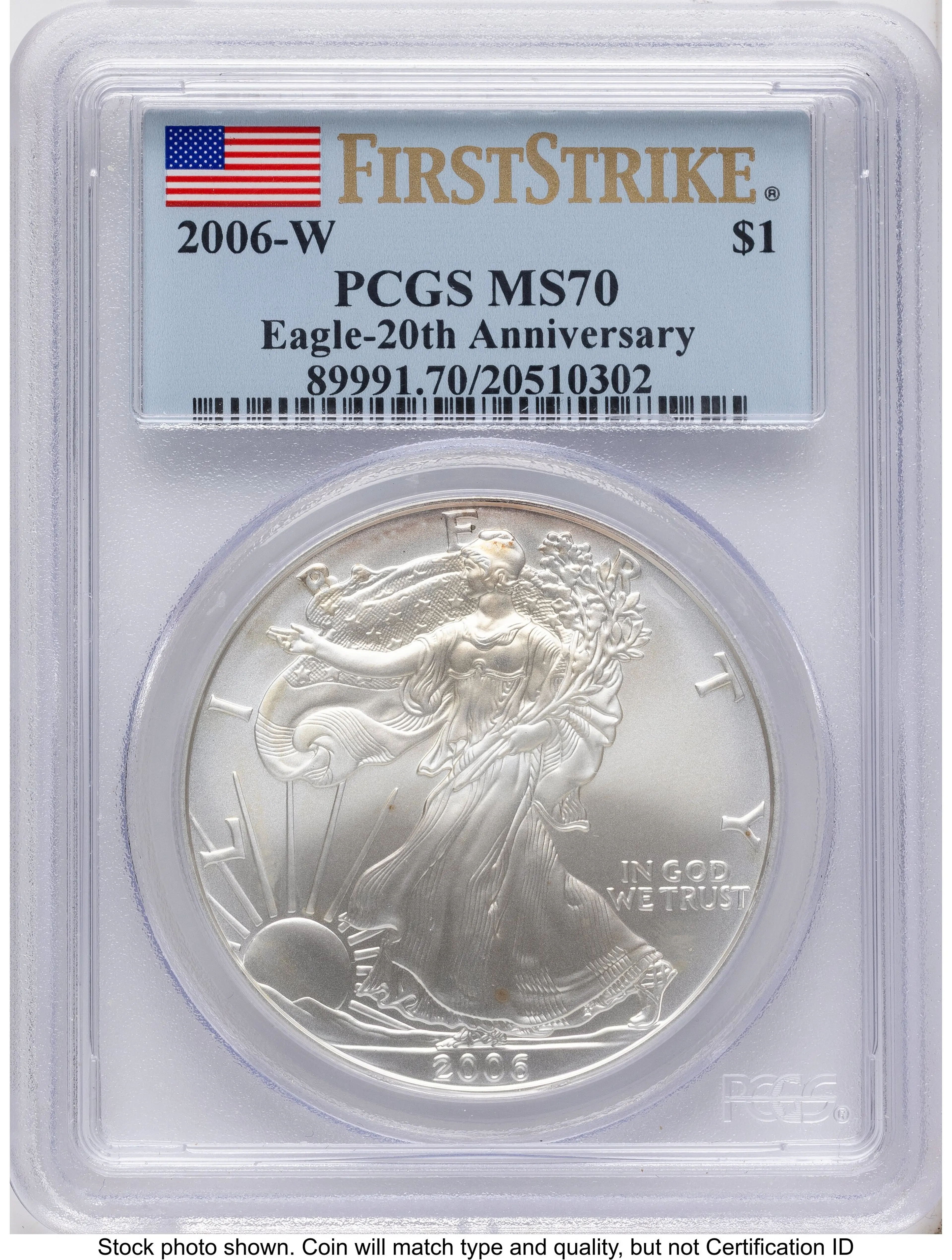 2006 3 Coin 20th Anniversary Silver Eagle Set FS Flag 20th Anniversary Set