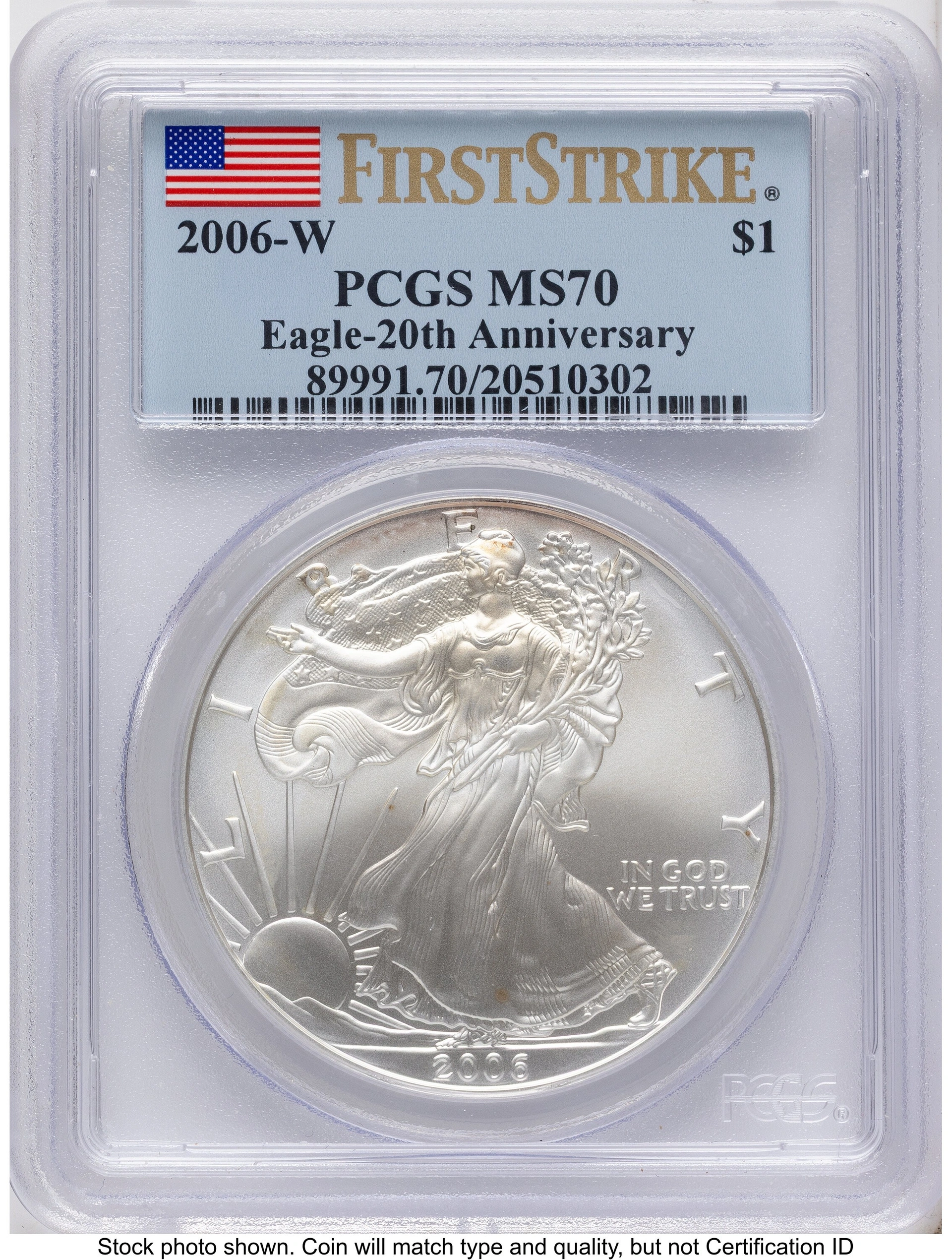 2006 3 Coin 20th Anniversary Silver Eagle Set FS Flag 20th Anniversary Set