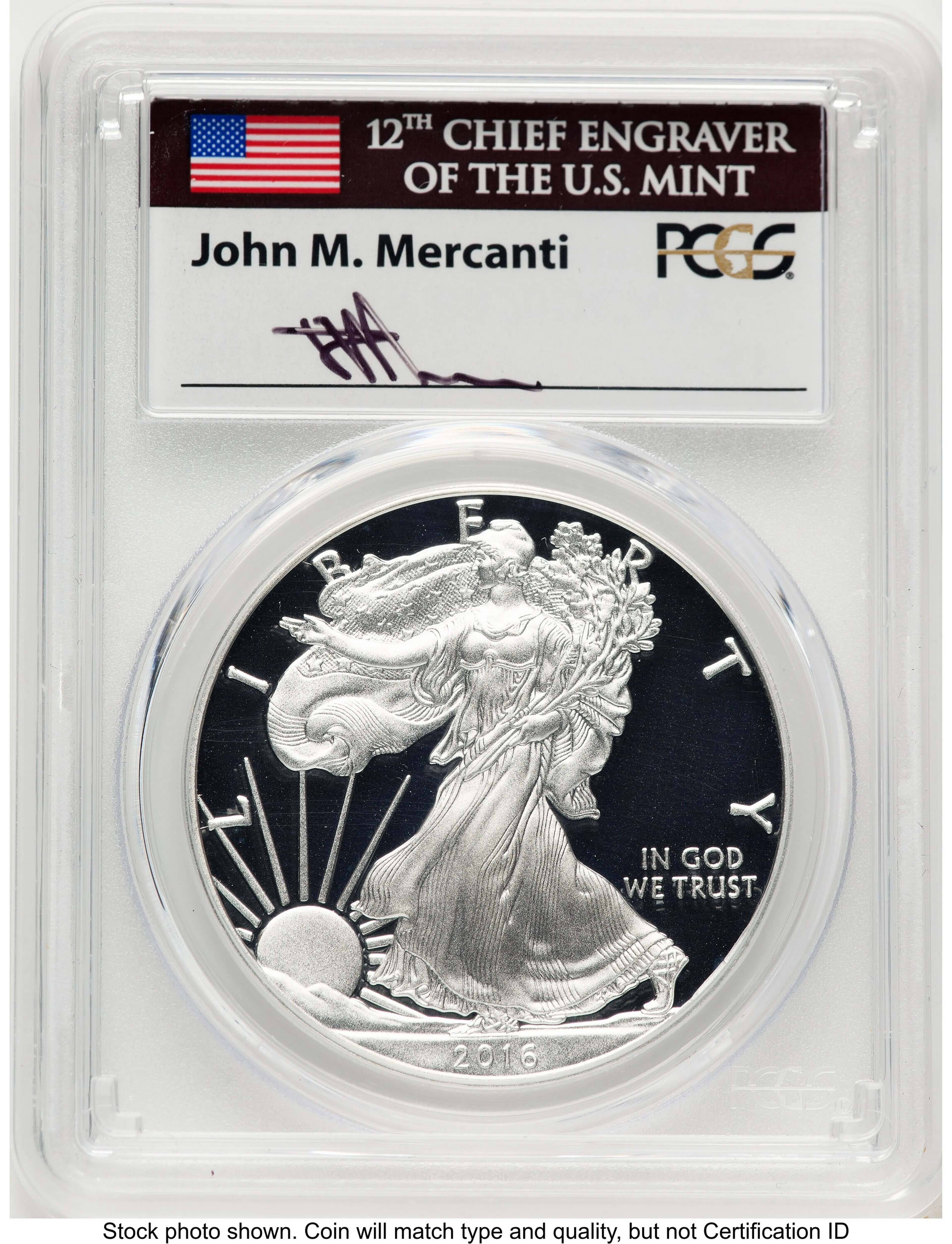 2016-W Proof Silver Eagle 1 oz FDI John Mercanti Washington - Image 1