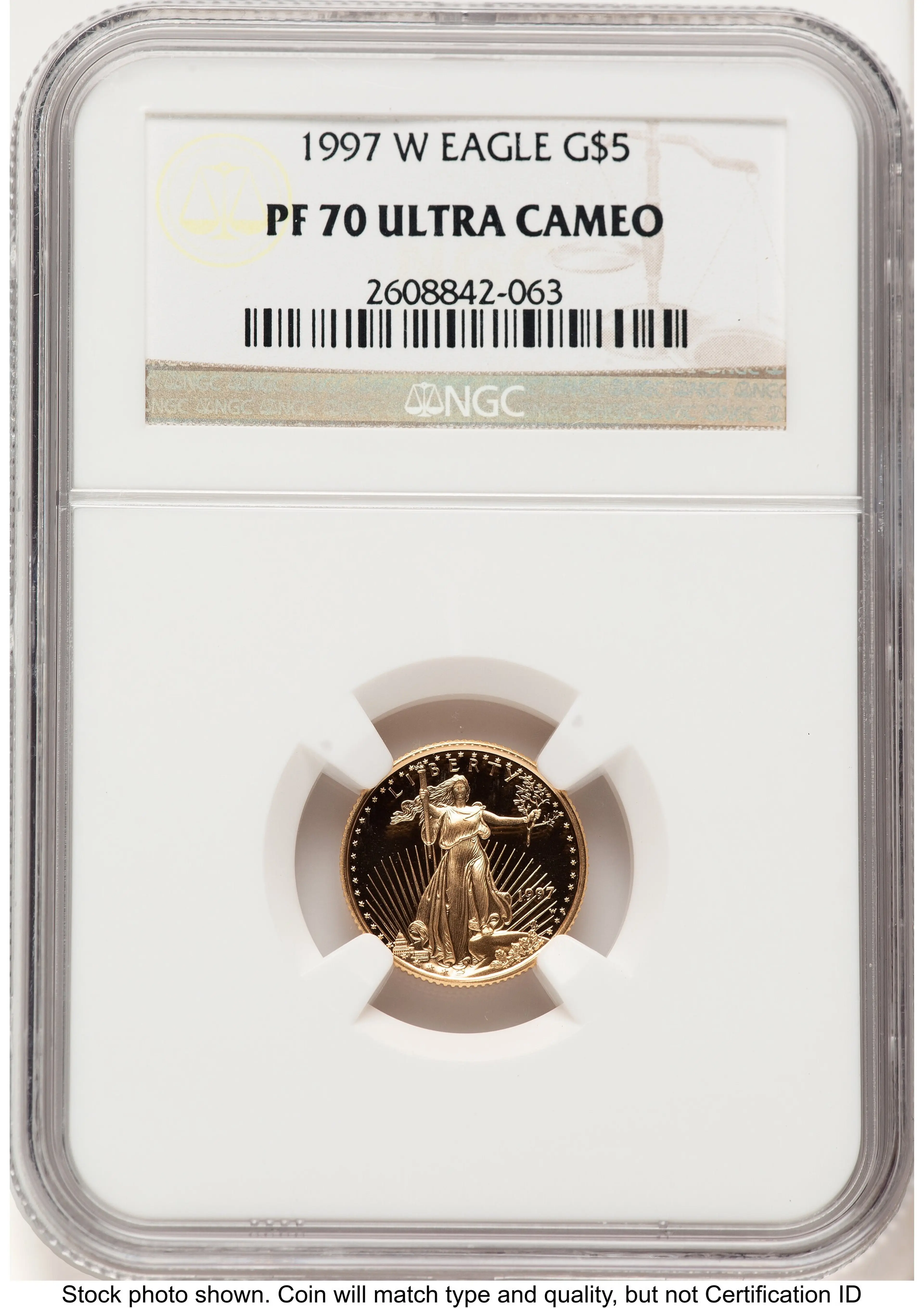 1997-W Proof Gold Eagle 1/10 oz Brown Label