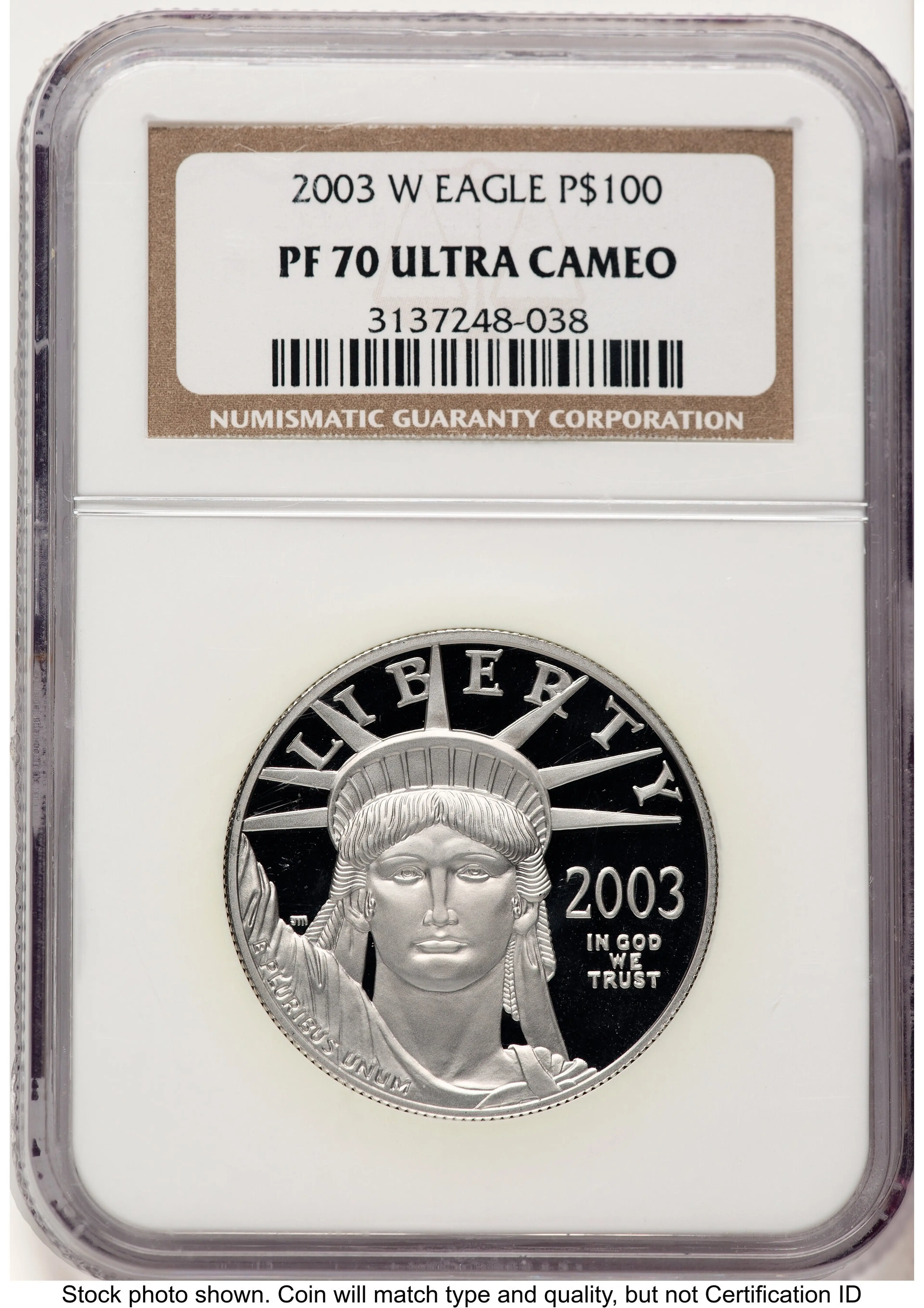 2003-W Proof Platinum Eagle 1 oz Brown Label