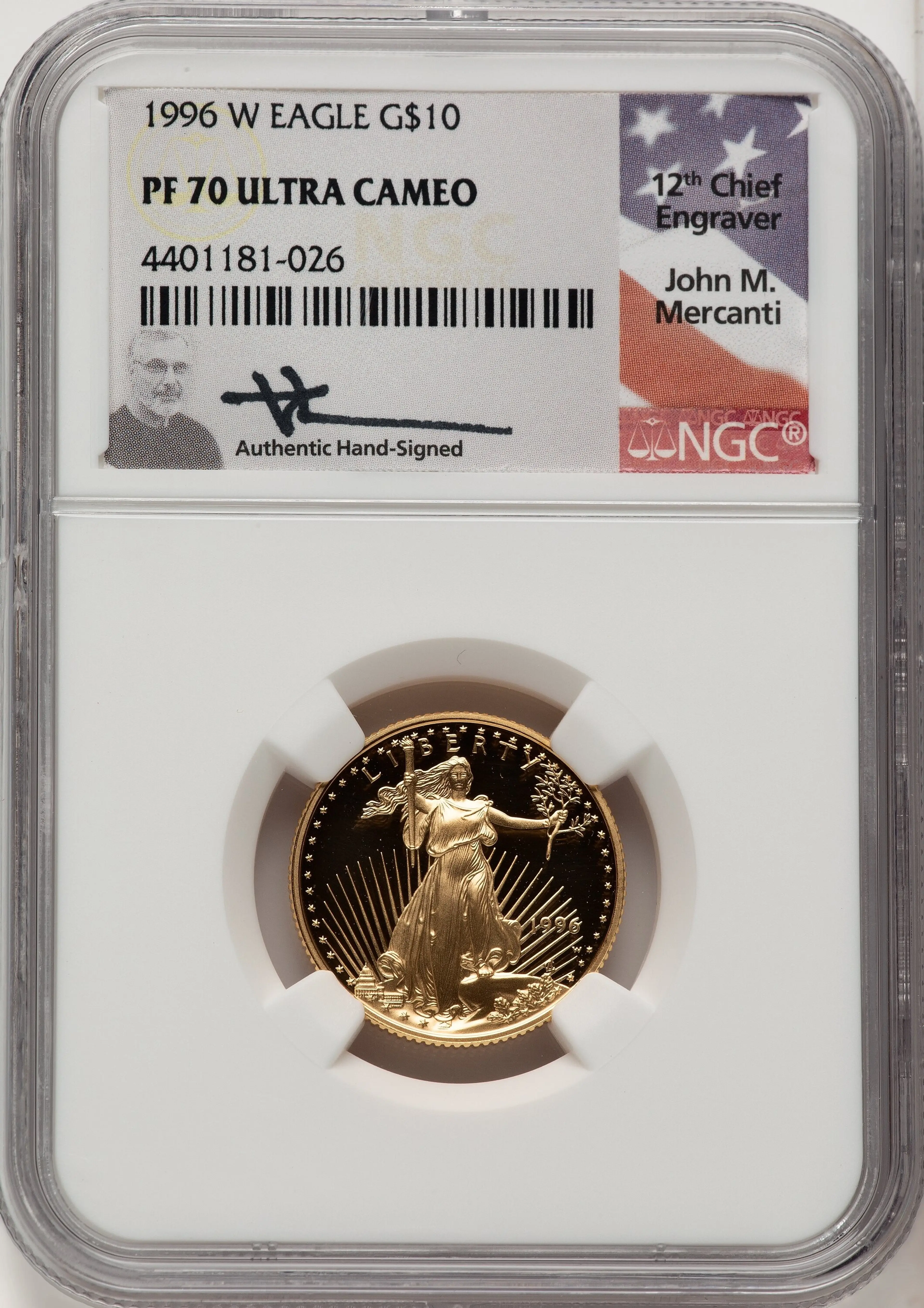 1996-W Proof Gold Eagle 1/4 oz John Mercanti
