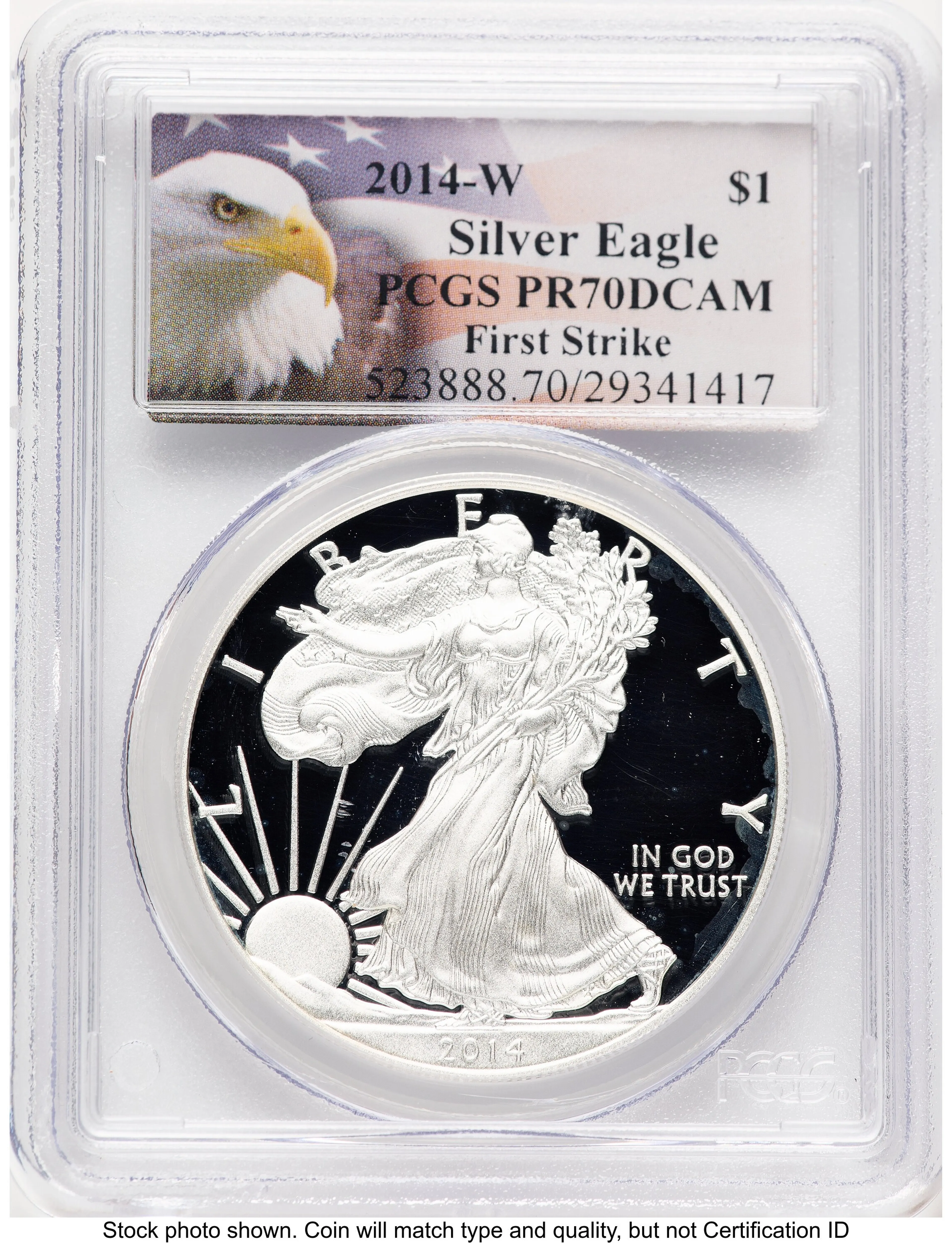 2014-W Proof Silver Eagle 1 oz FS Eagle Flag Label - Image 1