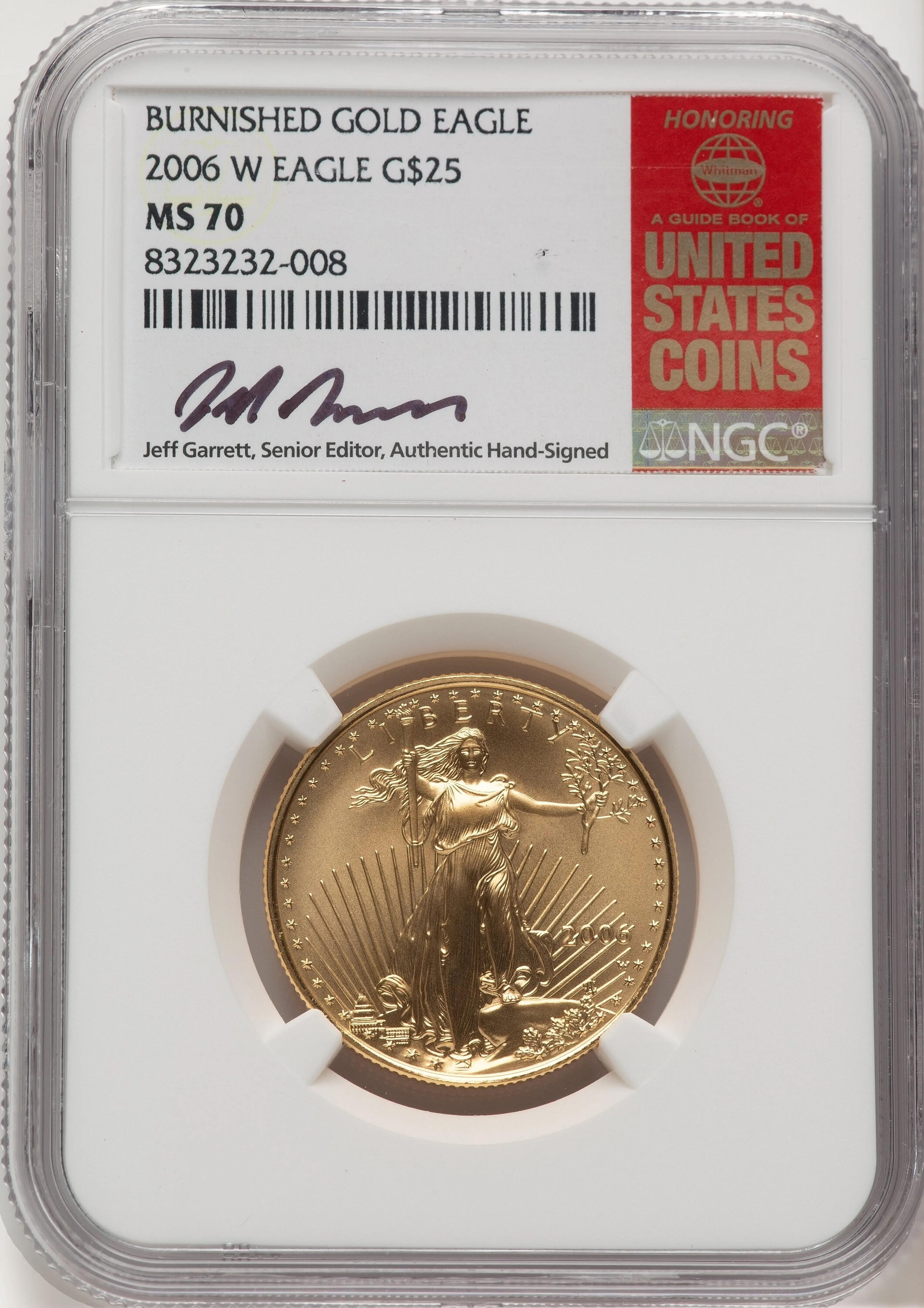2006-W Burnished Gold Eagle 1/2 oz Jeff Garrett Red Book