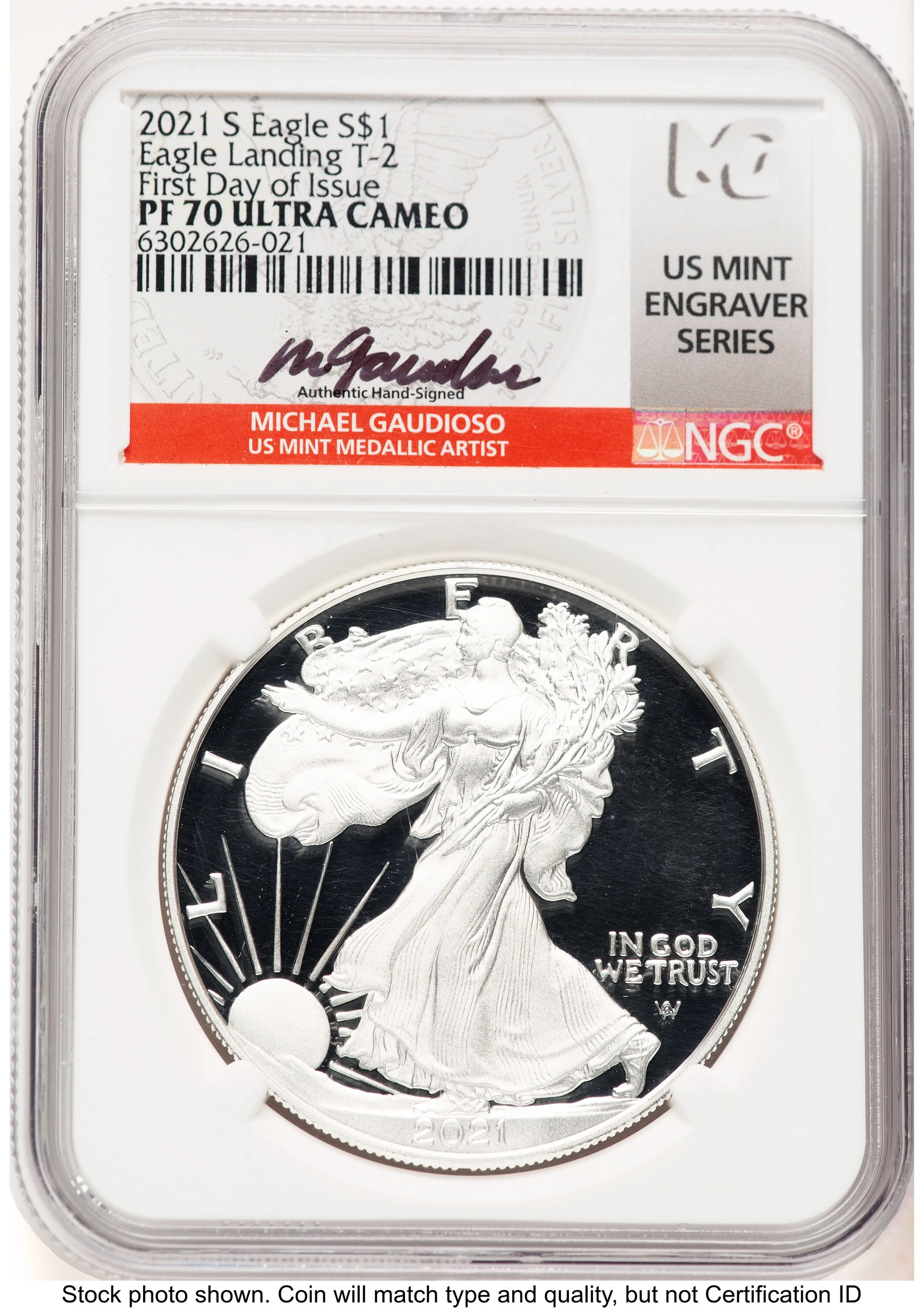 2021-S TY2 Proof Silver Eagle 1 oz FDI Michael Gaudioso US Mint Engraver Series