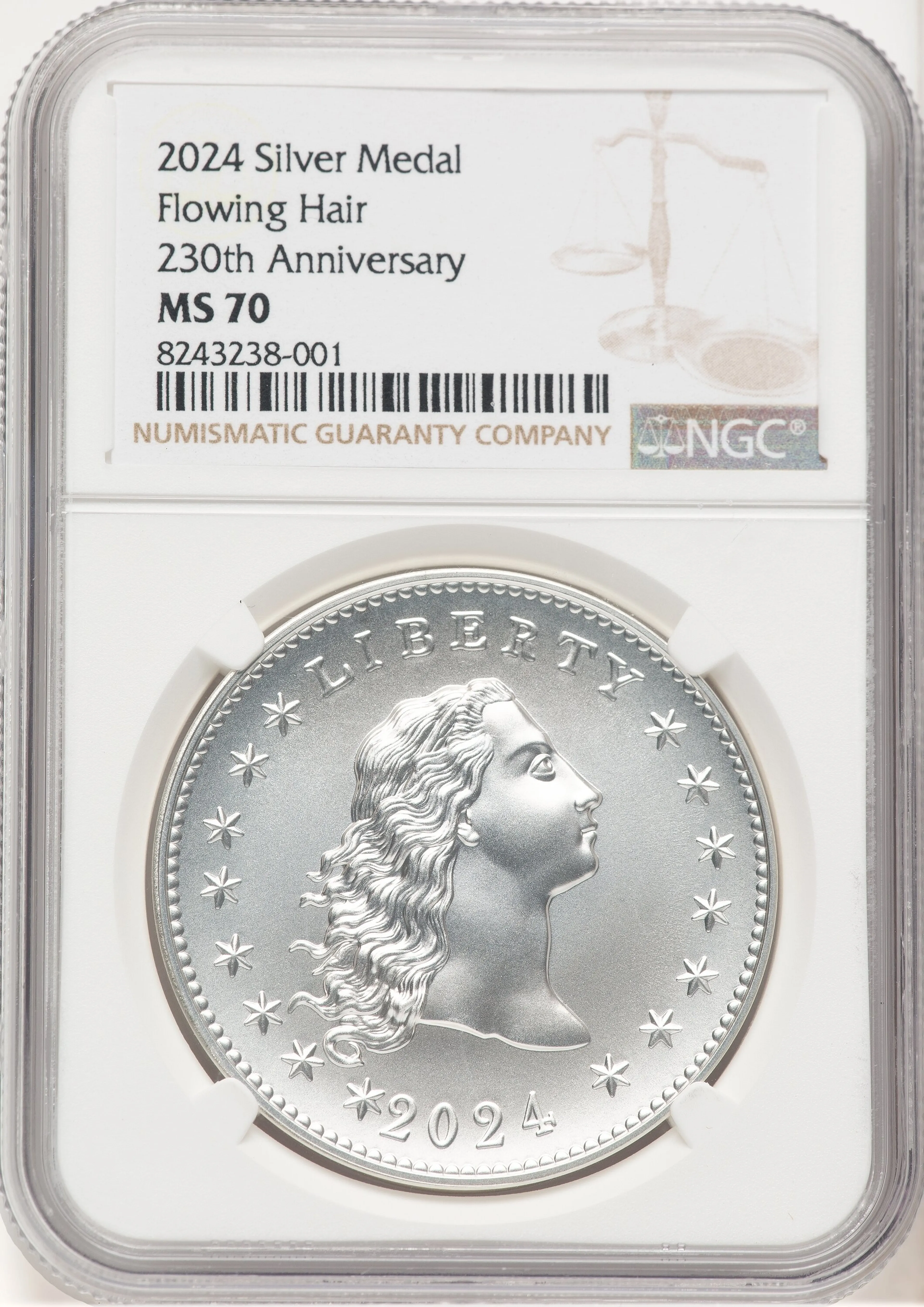 2024-(P) Silver 230th Anniversary Flowing Hair Medal Brown Label - Image 1