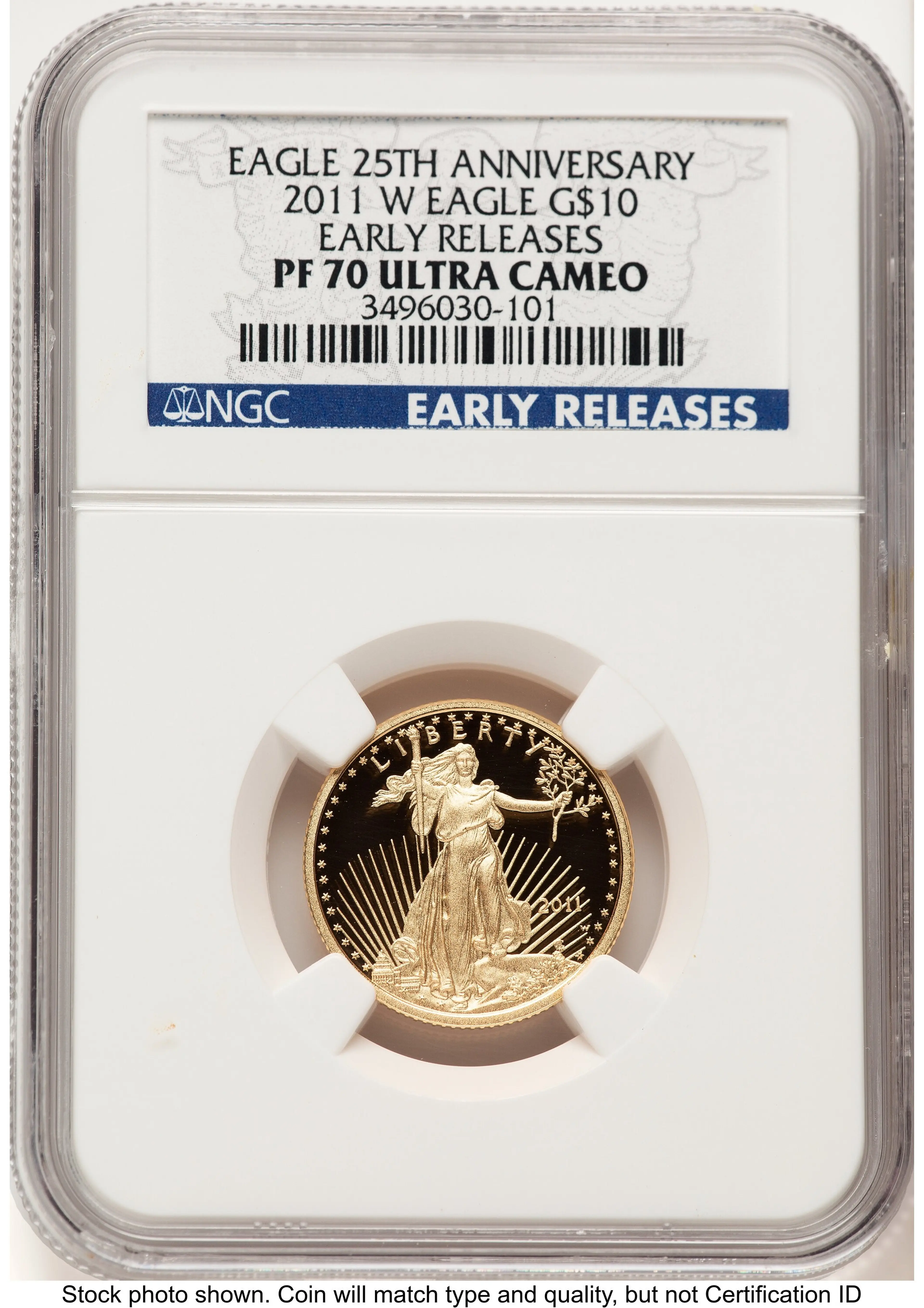 2011-W Proof Gold Eagle 1/4 oz ER Blue