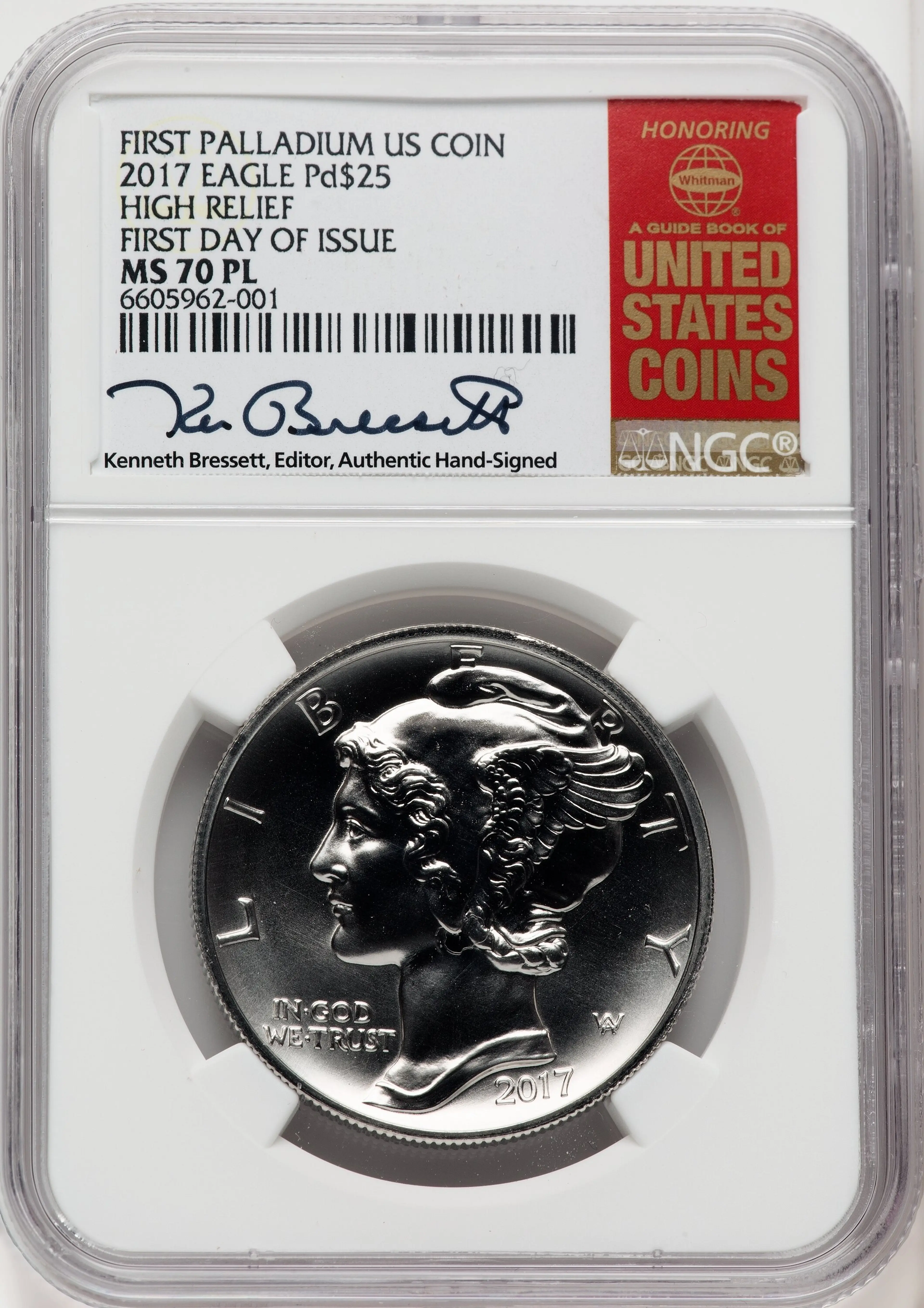 2017-W Palladium Eagle 1 oz, PL FDI Kenneth Bressett Red Book