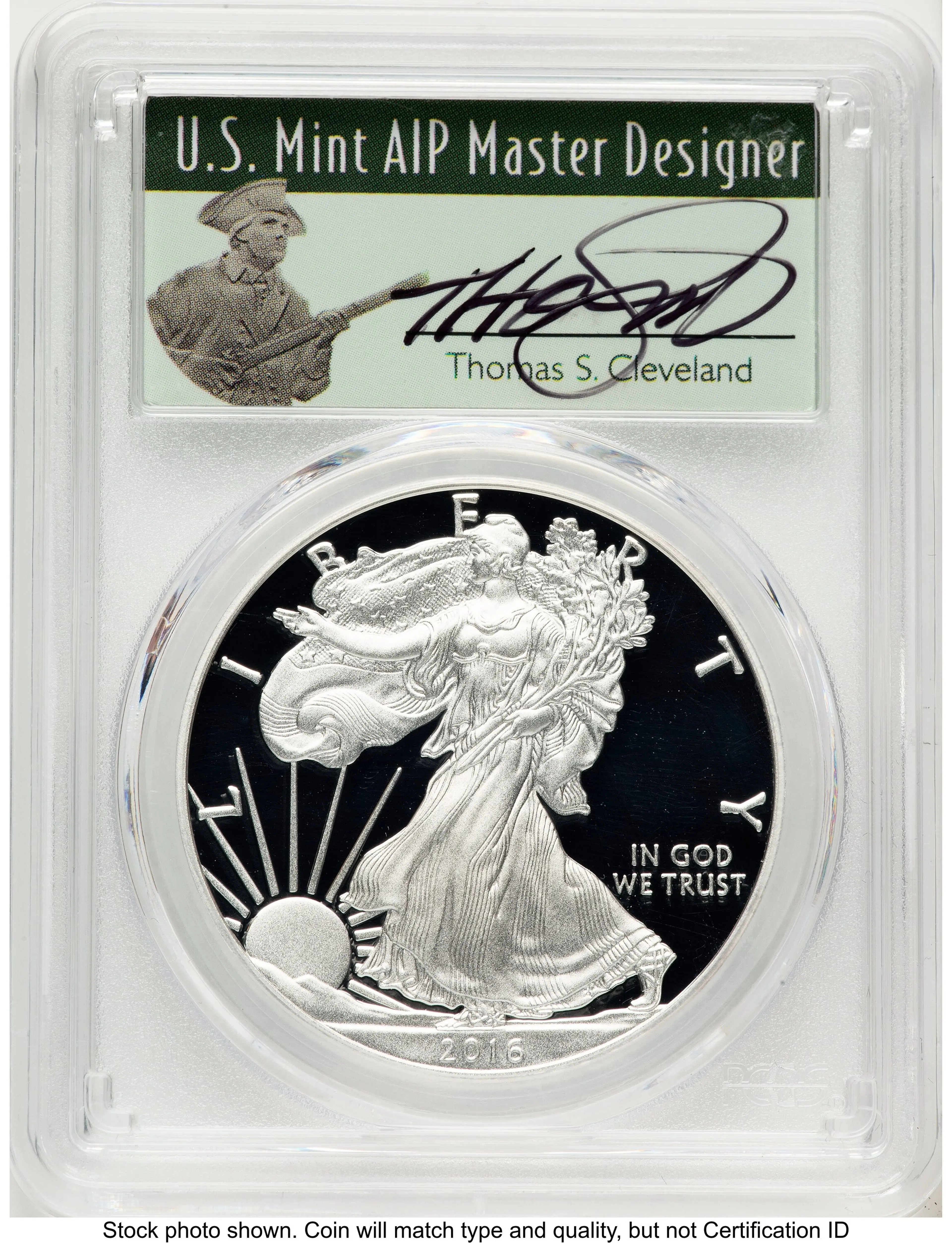 2016-W Proof Silver Eagle 1 oz WP Mint Hoard Thomas Cleveland Minuteman