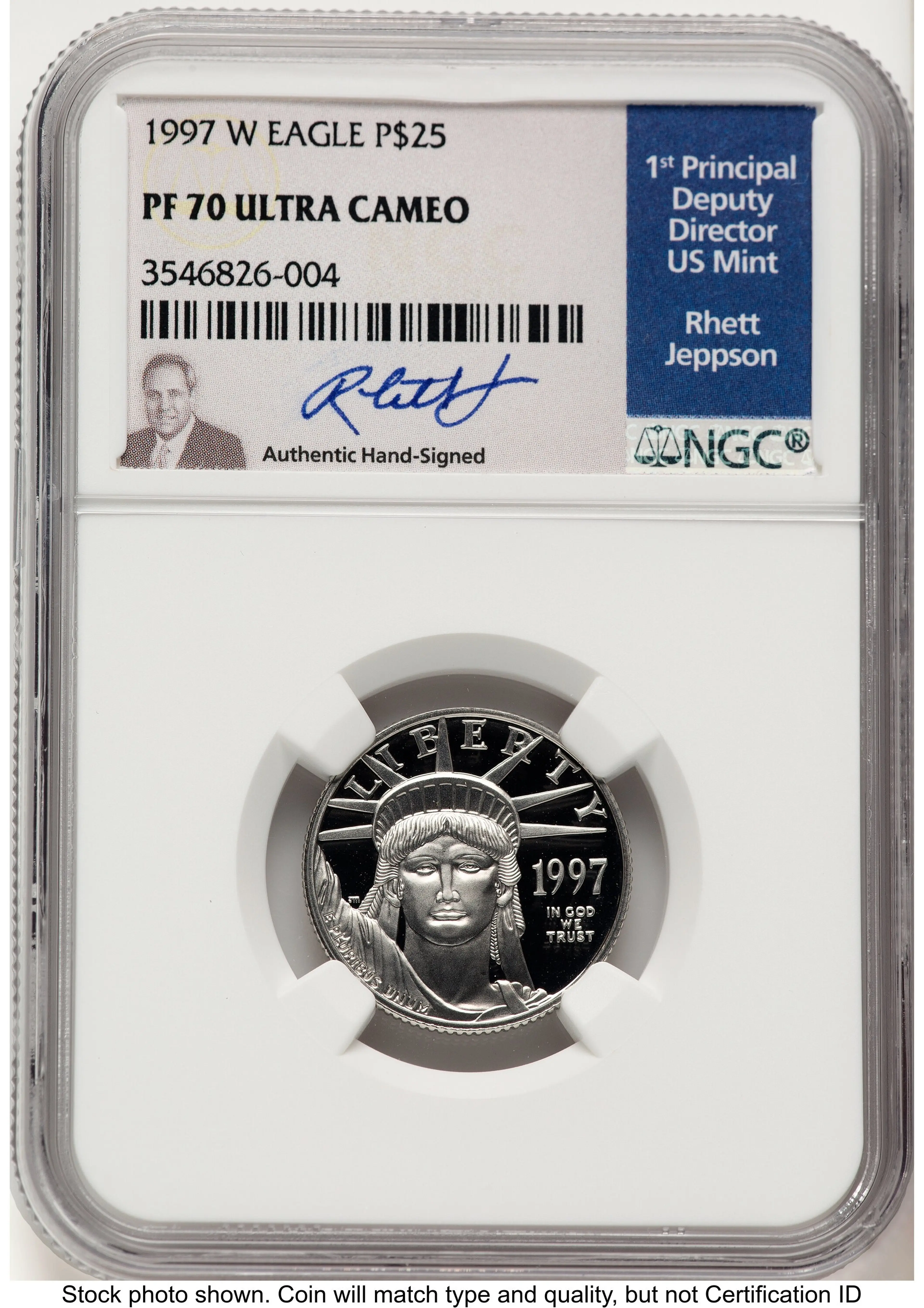 1997-W Proof Platinum Eagle 1/4 oz Rhett Jeppson