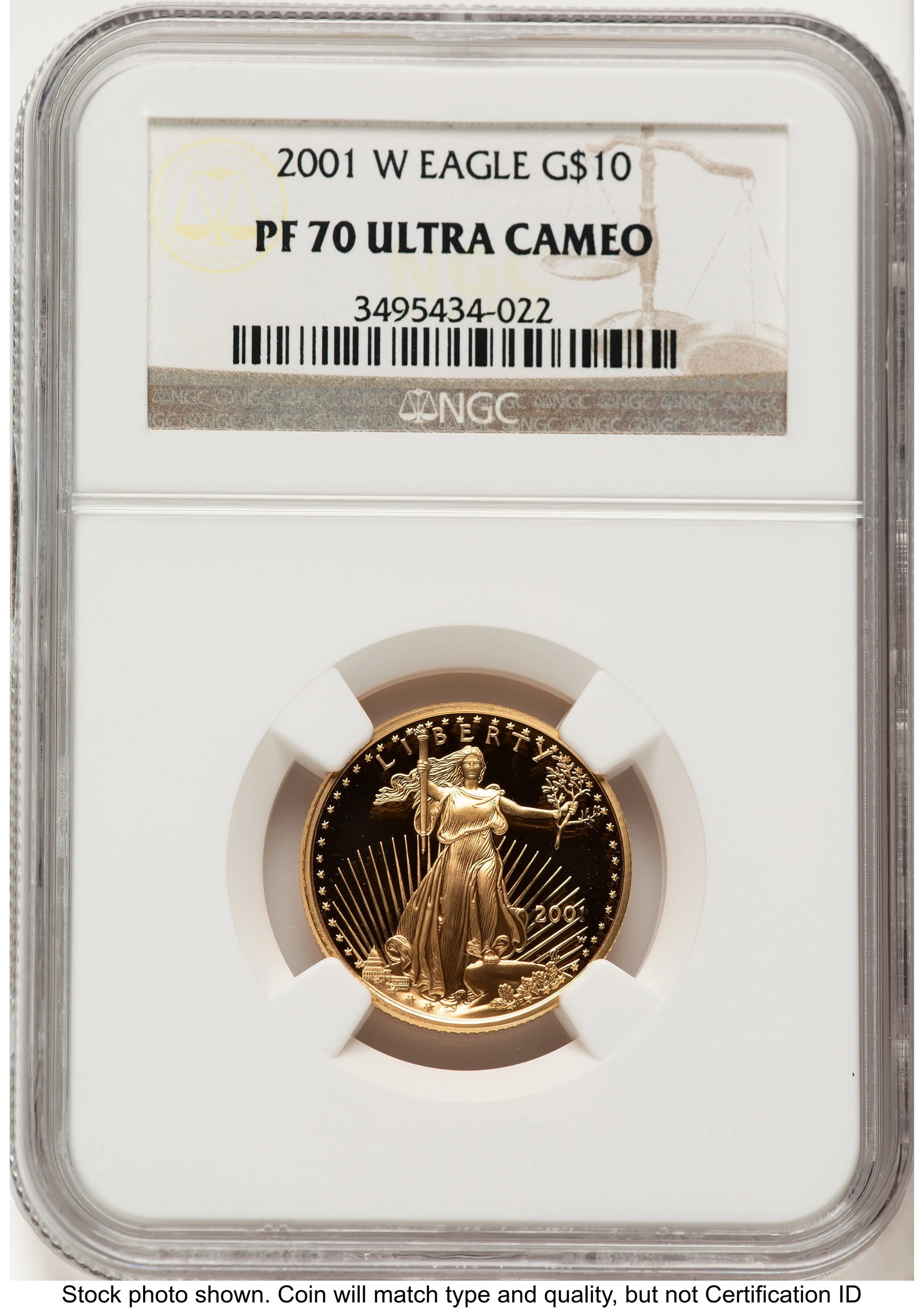 2001-W Proof Gold Eagle 1/4 oz Brown Label