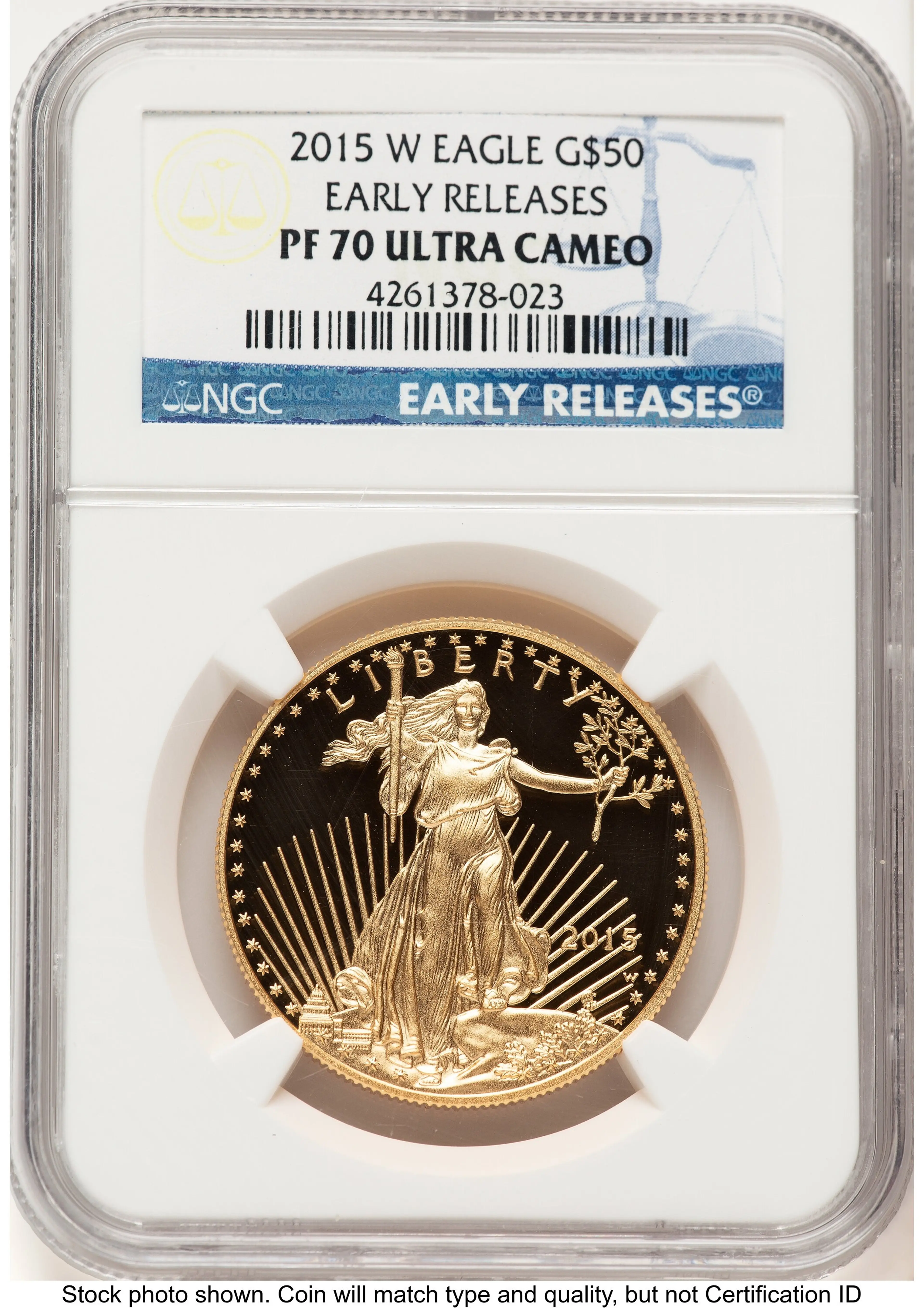 2015-W Proof Gold Eagle 1 oz ER Blue