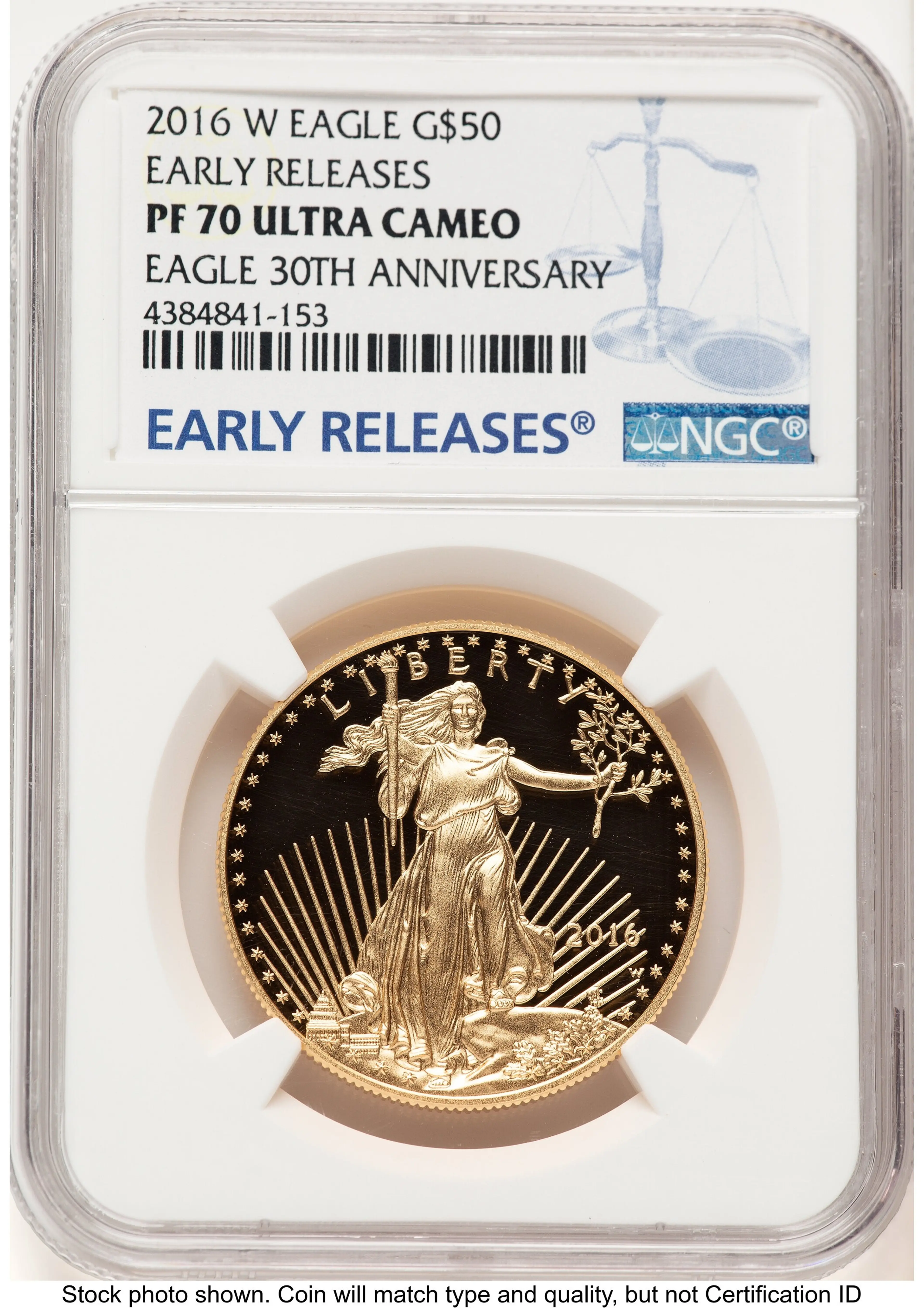2016-W Proof Gold Eagle 1 oz ER Blue