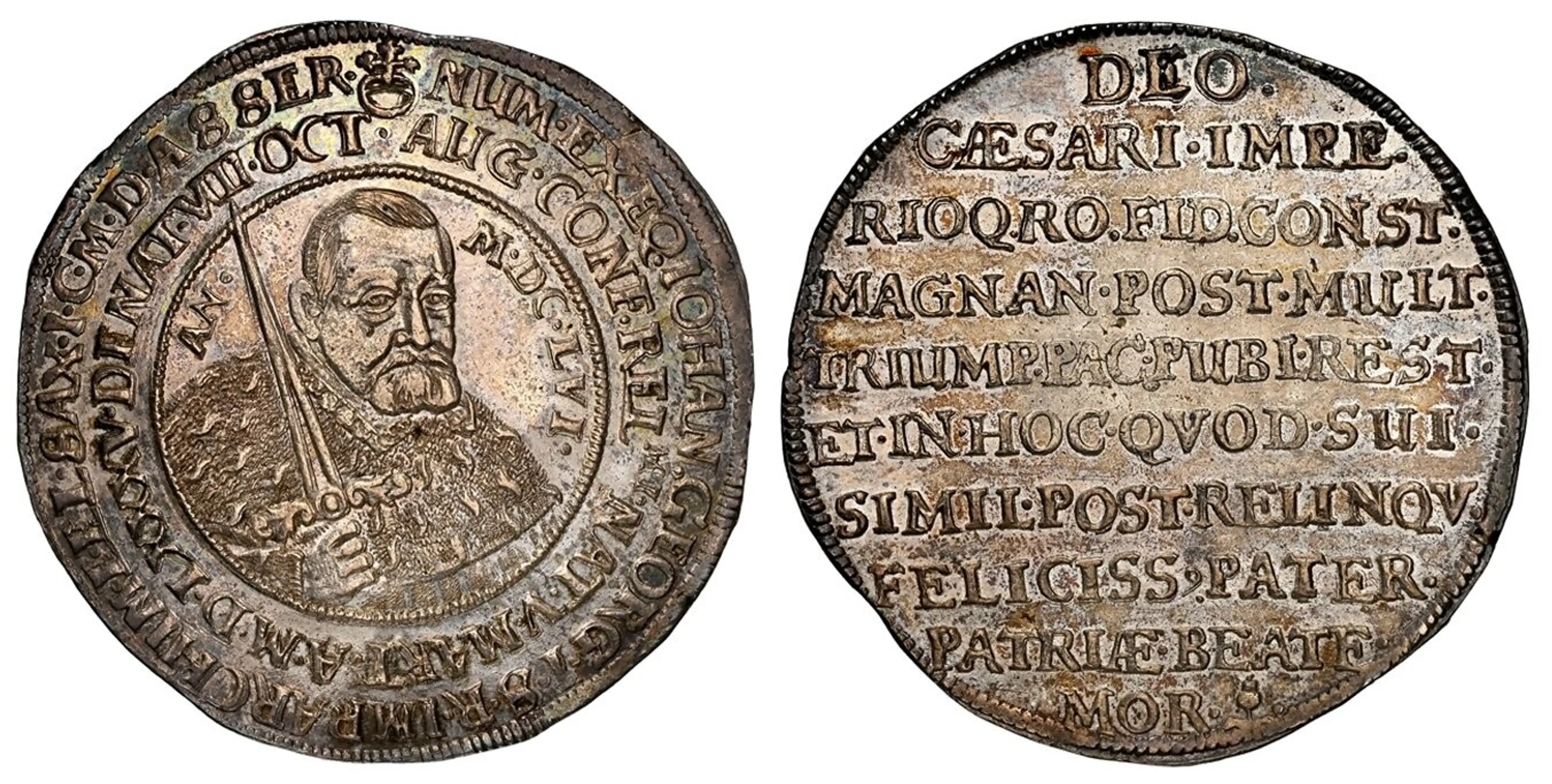 GERMAN STATES. Saxony-Albertine. Johann Georg I. MDCLVI (1656) AR Thaler. NGC MS64. Dresden. Bust with scepter and date in Roman numerals within inner circle; double legend around / Ten-line inscriptions. KM 451; Dav.-7614. Commemorating the death of the