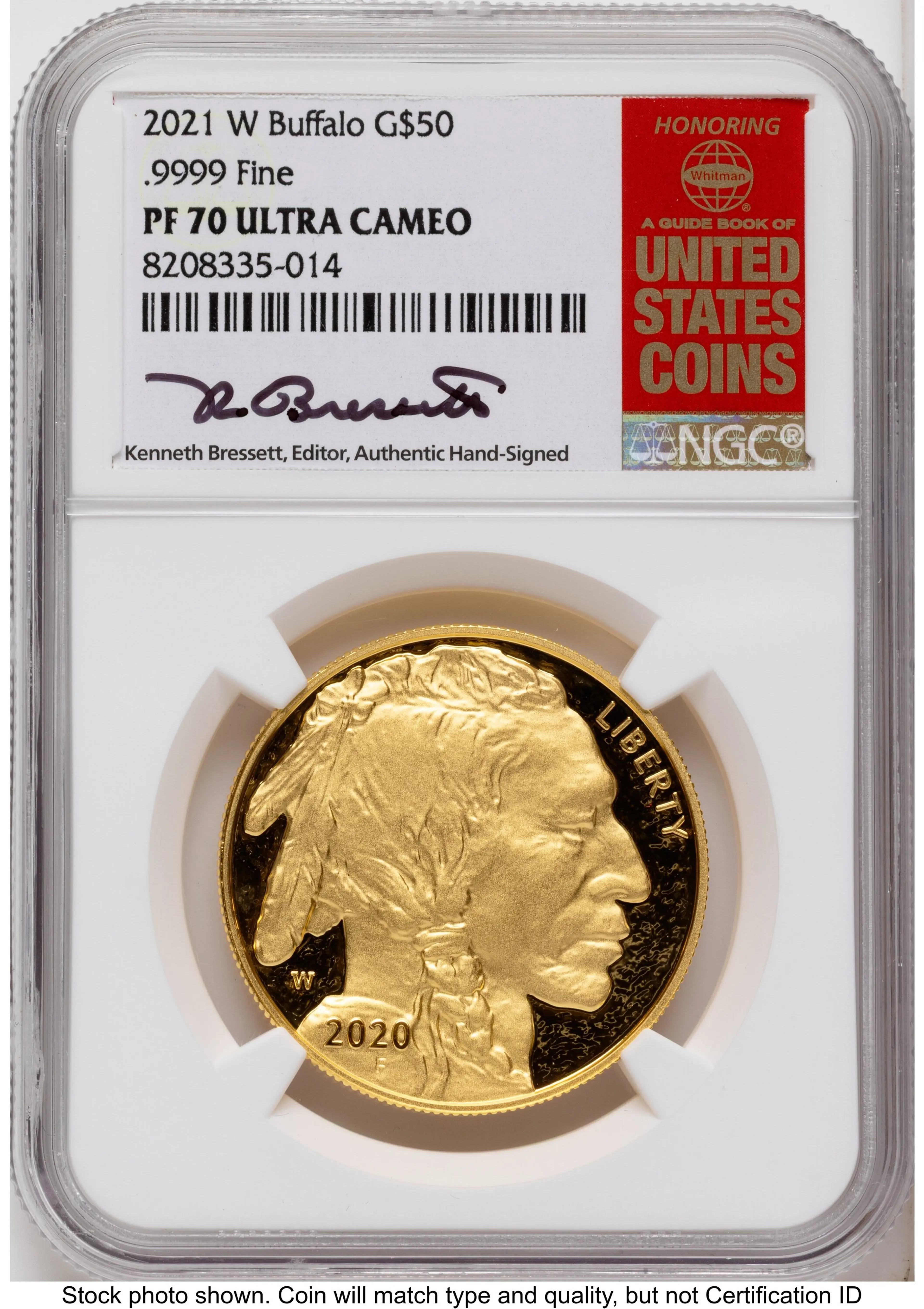2021-W Proof Gold Buffalo 1 oz Kenneth Bressett Red Book