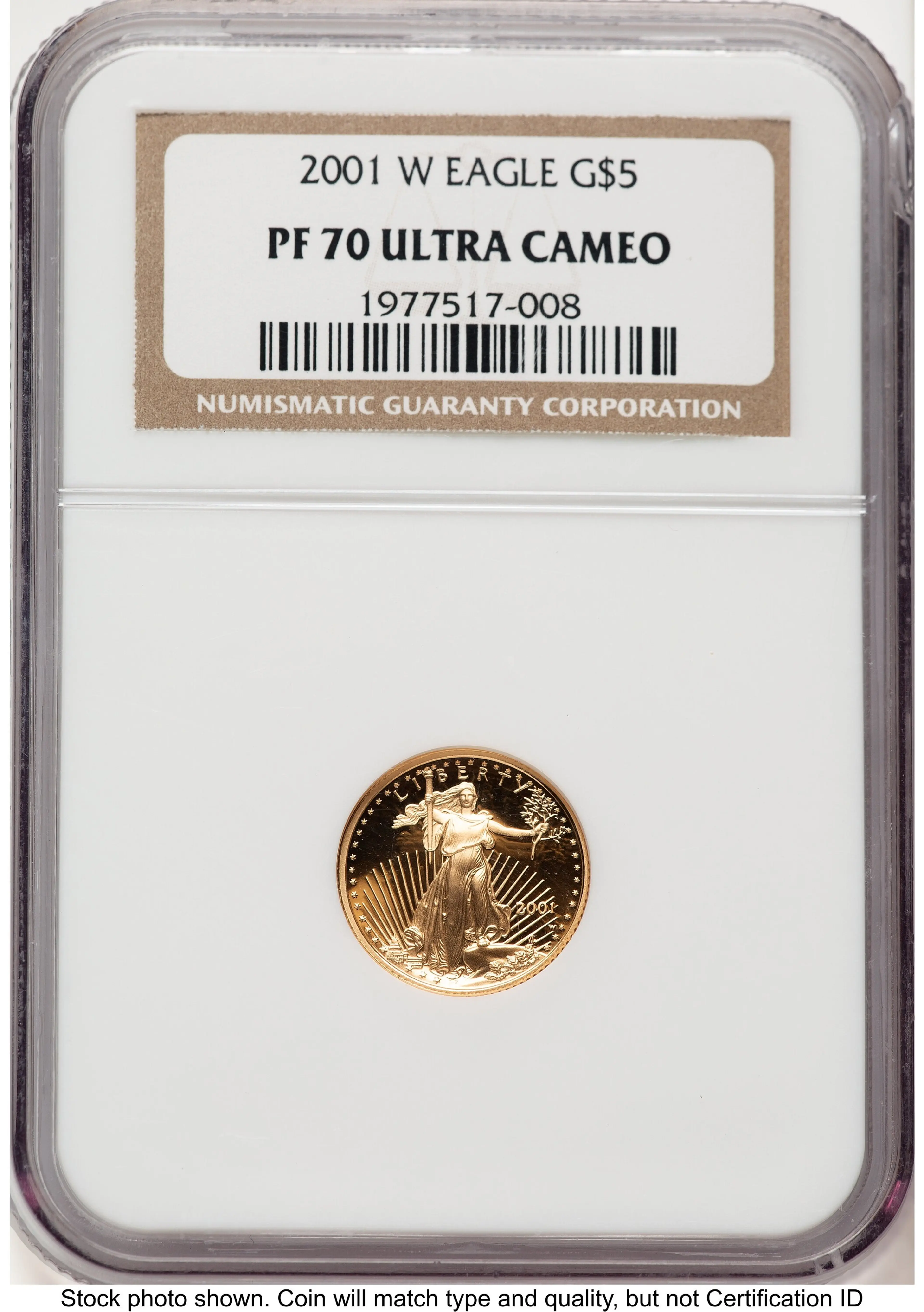 2001-W Proof Gold Eagle 1/10 oz Brown Label