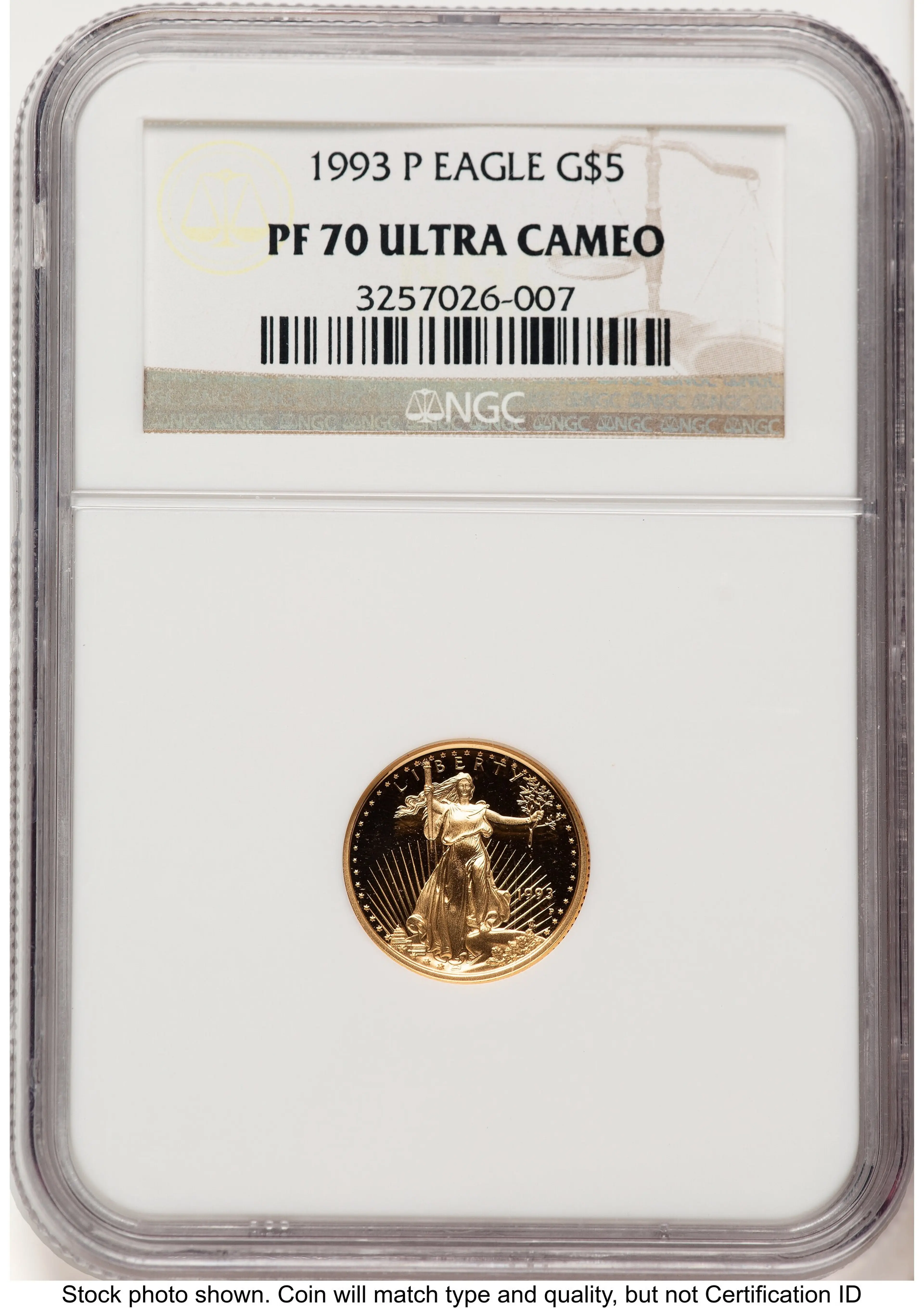 1993-P Proof Gold Eagle 1/10 oz Brown Label