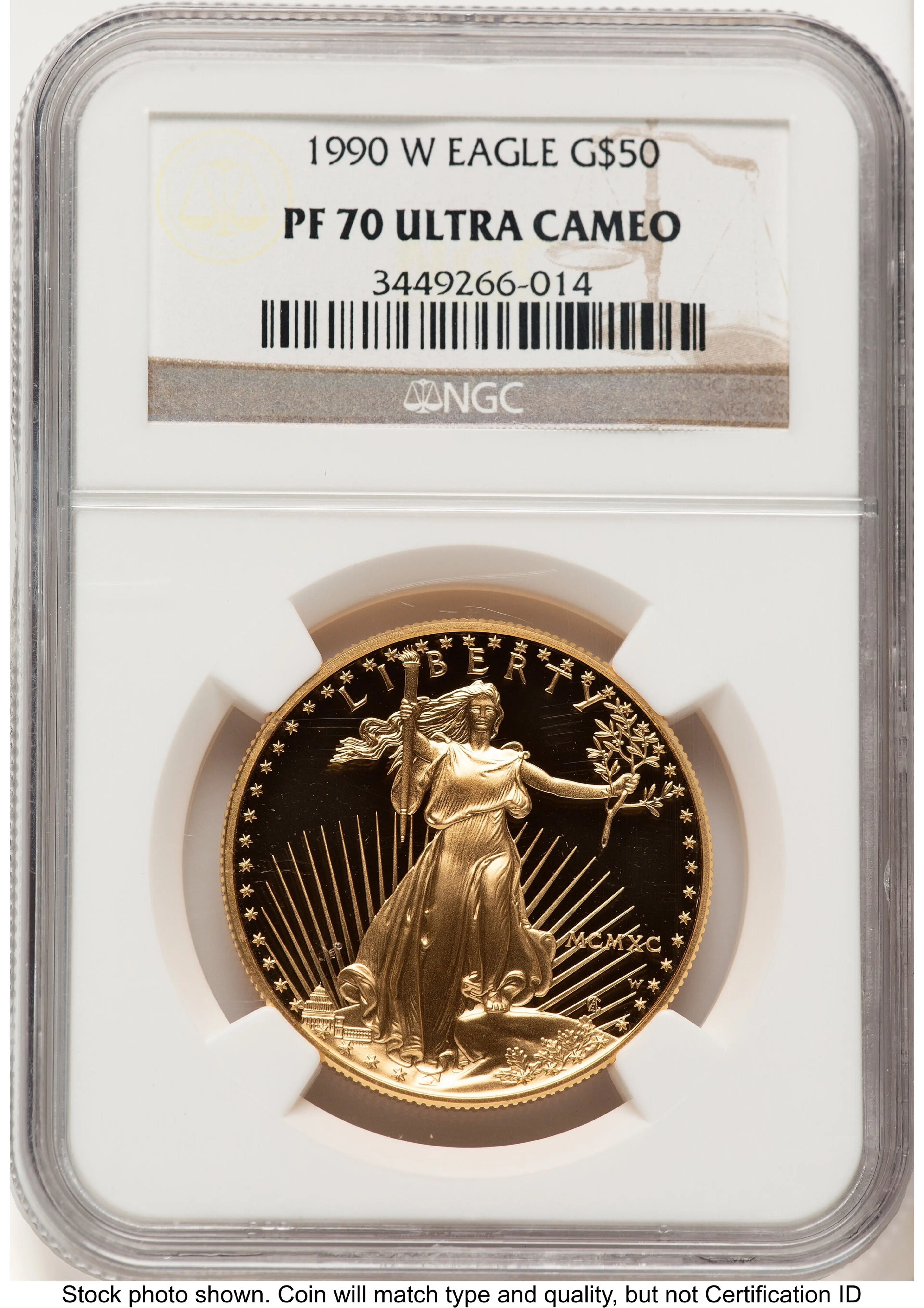 1990-W Proof Gold Eagle 1 oz Brown Label