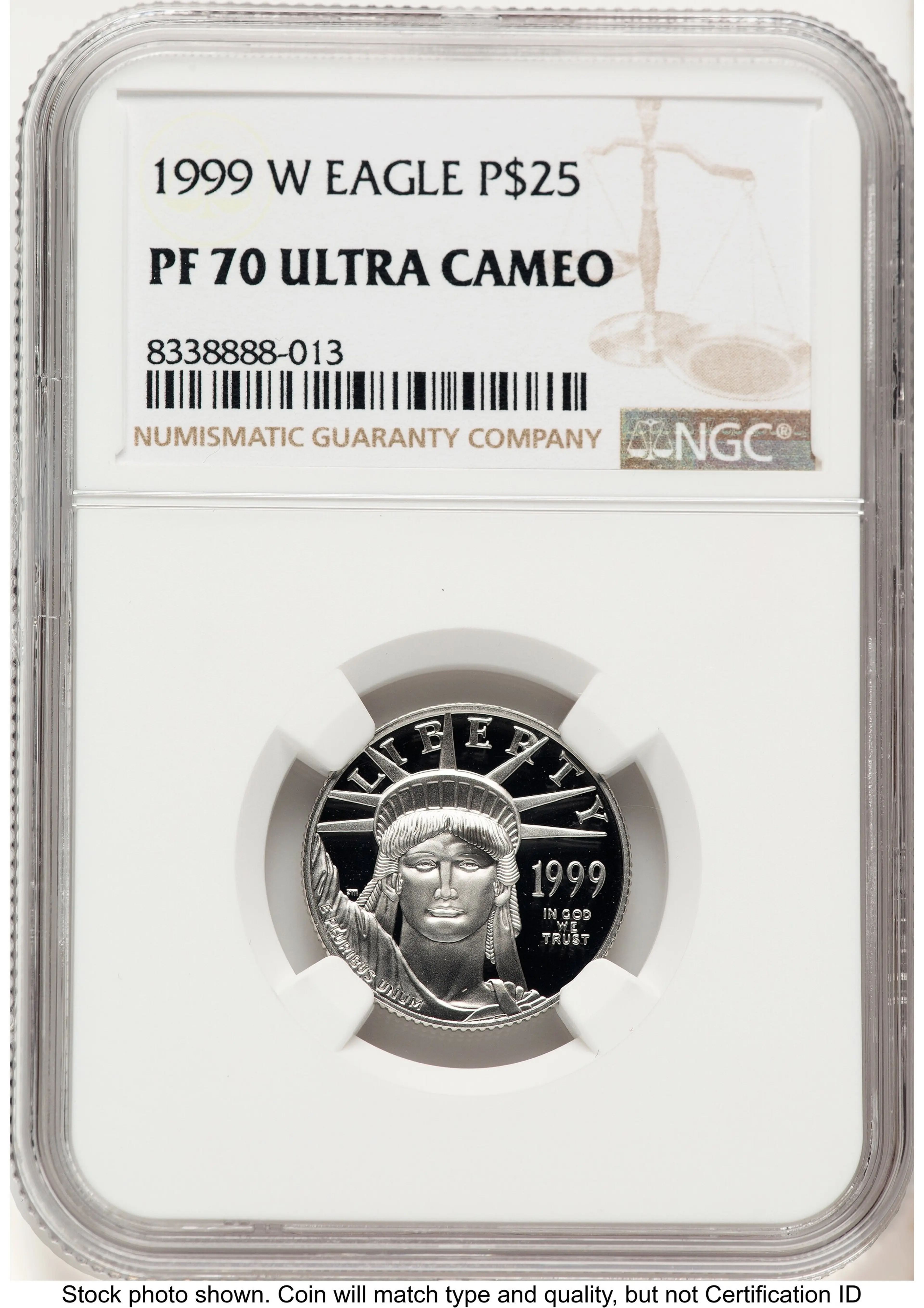 1999-W Proof Platinum Eagle 1/4 oz Brown Label