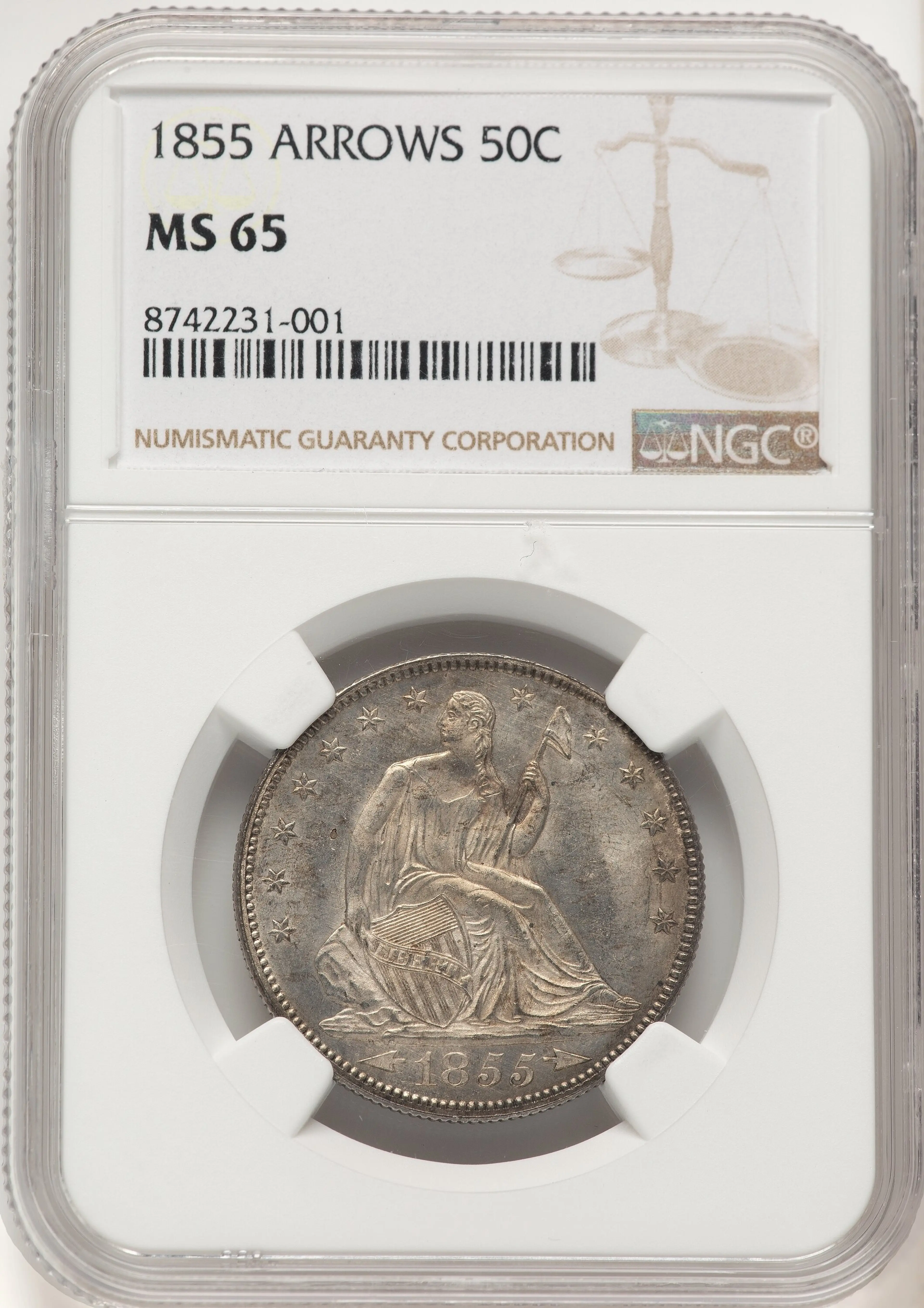 1855 50C Arrows, MS